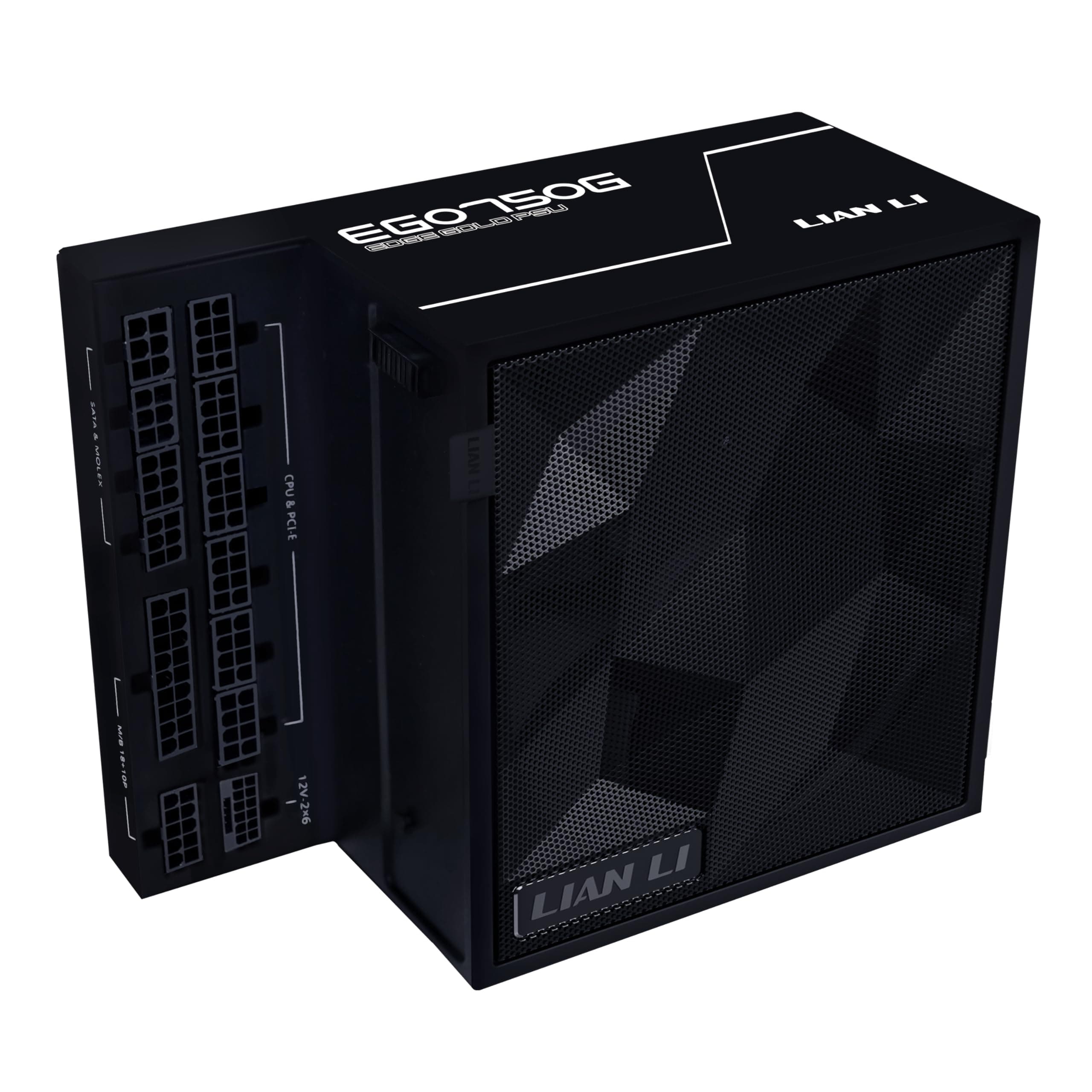 Lian Li Edge Series-750W Full Modular Power Supply-Gold-ATX 3.1-PCIE 5.1-L-Form Design für Dual Chamer Gehäuse - Ohne USB/Fan Hub - Weiß (EG0750G.B) 750W Gold ATX Black