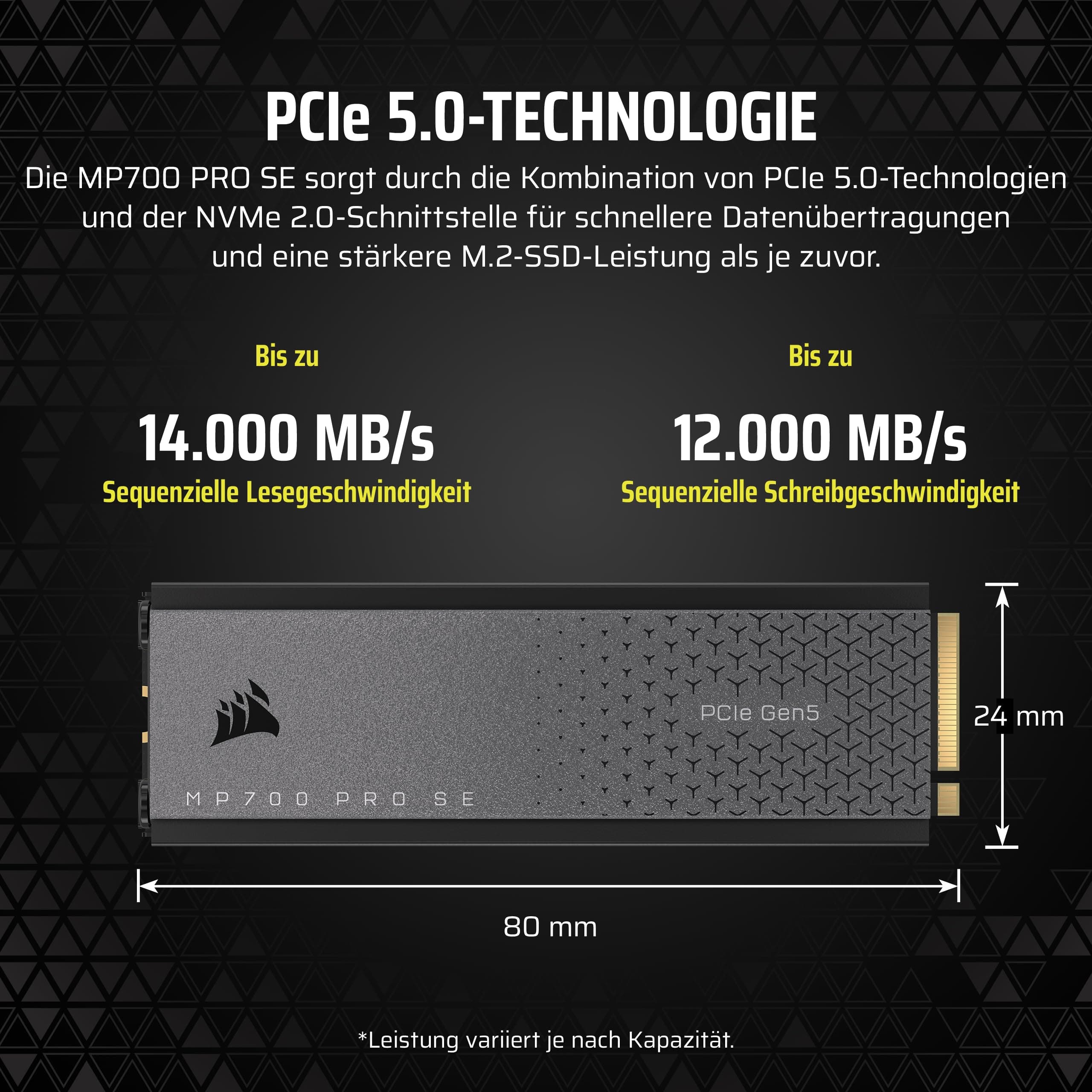 Corsair MP700 PRO SE mit Luftkühler 4TB PCIe 5.0 x4 NVMe 2.0 M.2 SSD – M.2 2280 – Bis zu 14.000 MB/s. Sequentielles Lesen – Hochdichter 3D TLC NAND – Schwarz Bild 7