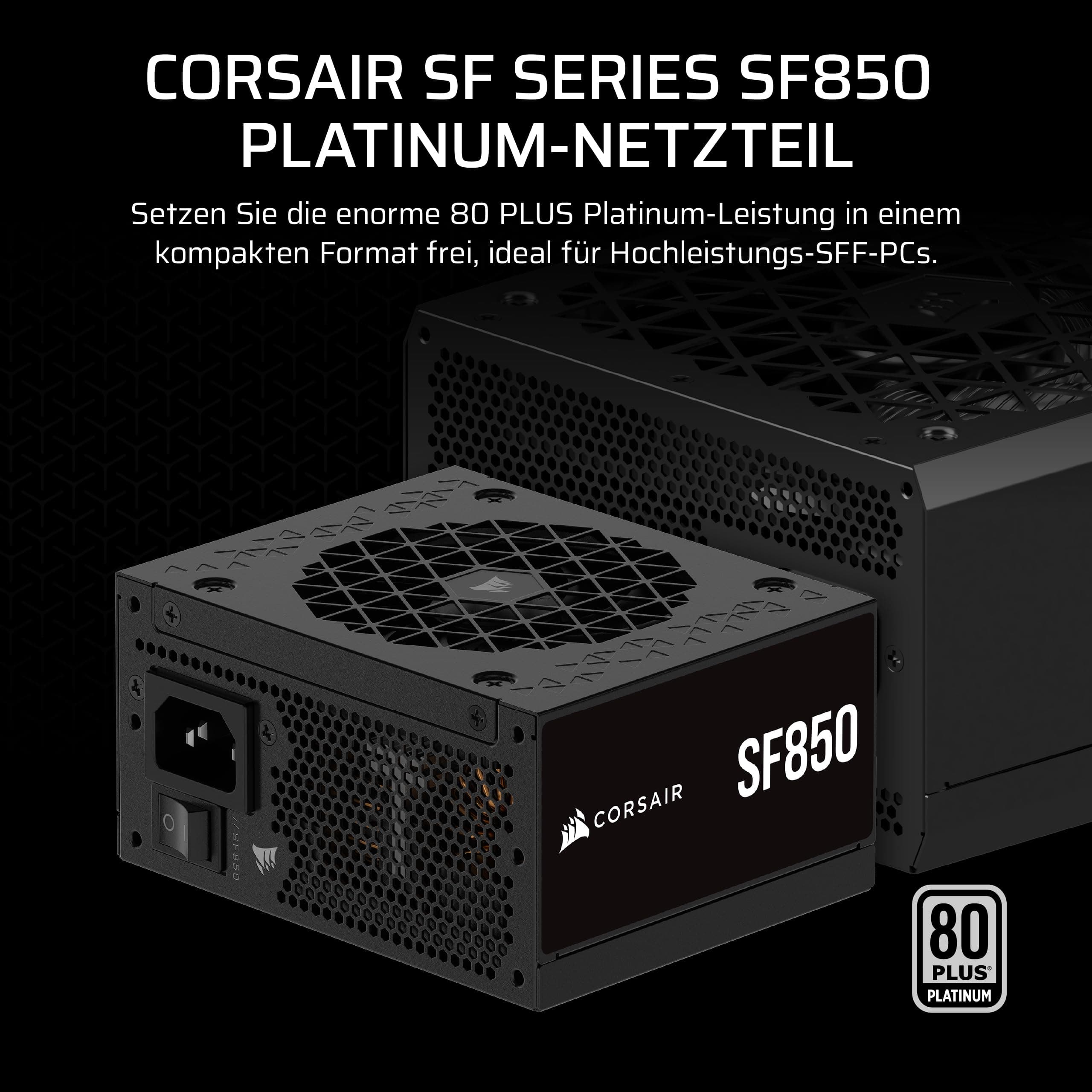CORSAIR SF850 (2024) Vollständig Modulares Geräuscharmes 80 PLUS Platinum ATX-Netzteil – ATX 3.1-Kompatibel – PCIe 5.1-Fähig – SFX-to-ATX-Halterung im Lieferumfang Enthalten – Schwarz 850 Watt Bild 3