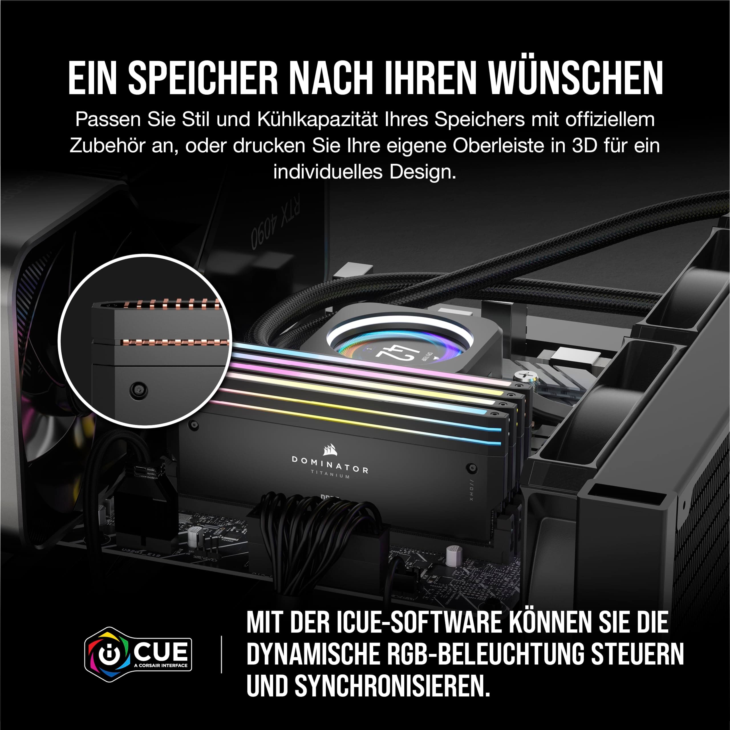 CORSAIR Dominator Titanium RGB DDR5 RAM 32GB (2x16GB) Bis zu 6400MHz CL32 Intel XMP 3.0 Desktop-Arbeitsspeicher – Schwarz (CMP32GX5M2B6400C32) 32GB (2x16GB) Schwarz Bild 7