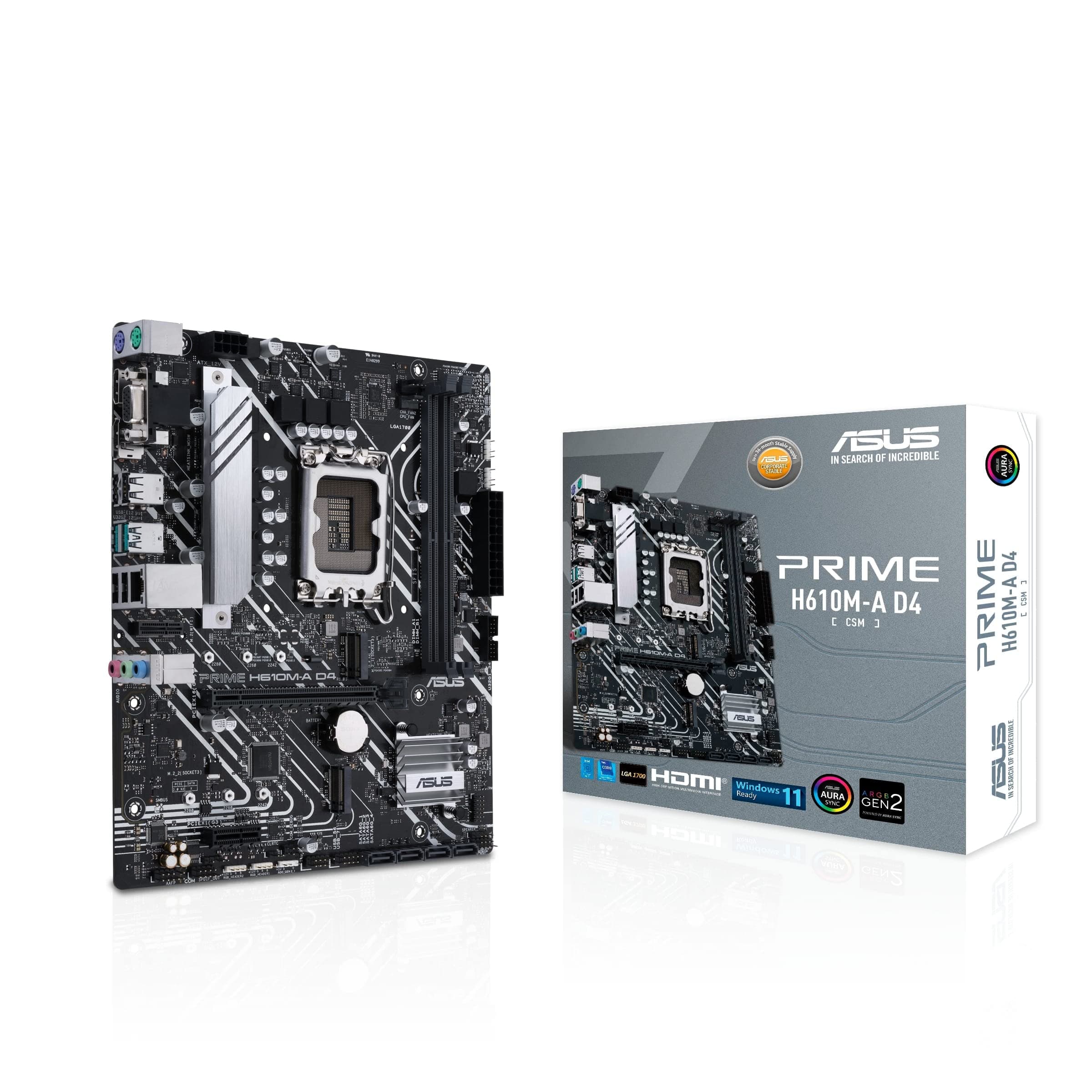 ASUS Prime H610M-A D4-CSM Business Mainboard Sockel Intel LGA 1700 (mATX, PCIe 4.0, 1Gb Ethernet, ASUS COM Debug Header, Remote IT Management) Bild 2