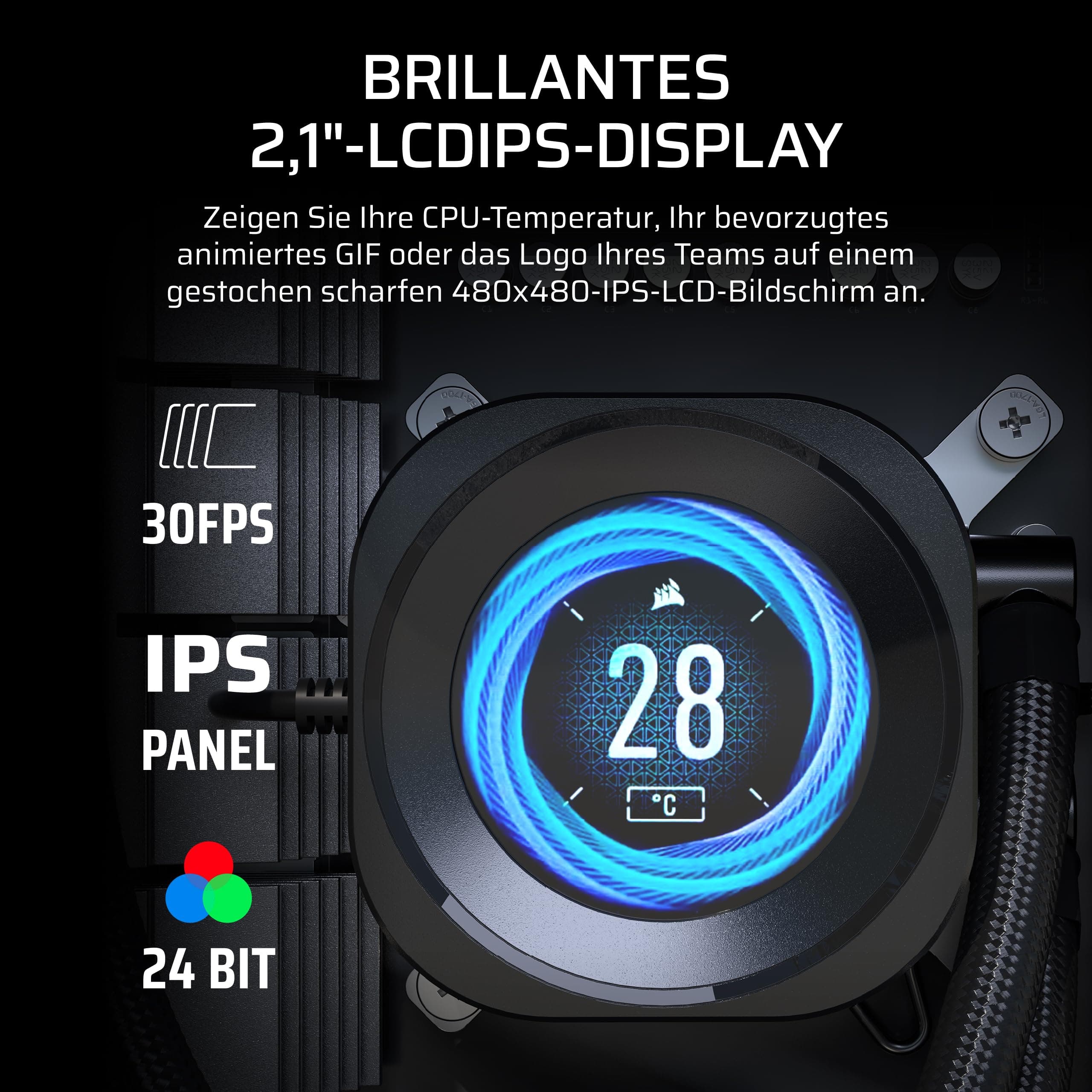 CORSAIR NAUTILUS 360 RS LCD Flüssig-CPU-Kühler – 360mm AIO – Schwarz | 2,1-Zoll-IPS LCD-Bildschirm, Einfache Daisy-Chain-Verbindungen, Intel LGA 1851/1700, AMD AM5/AM4, Enthält 3x RS120-Lüfter Bild 6