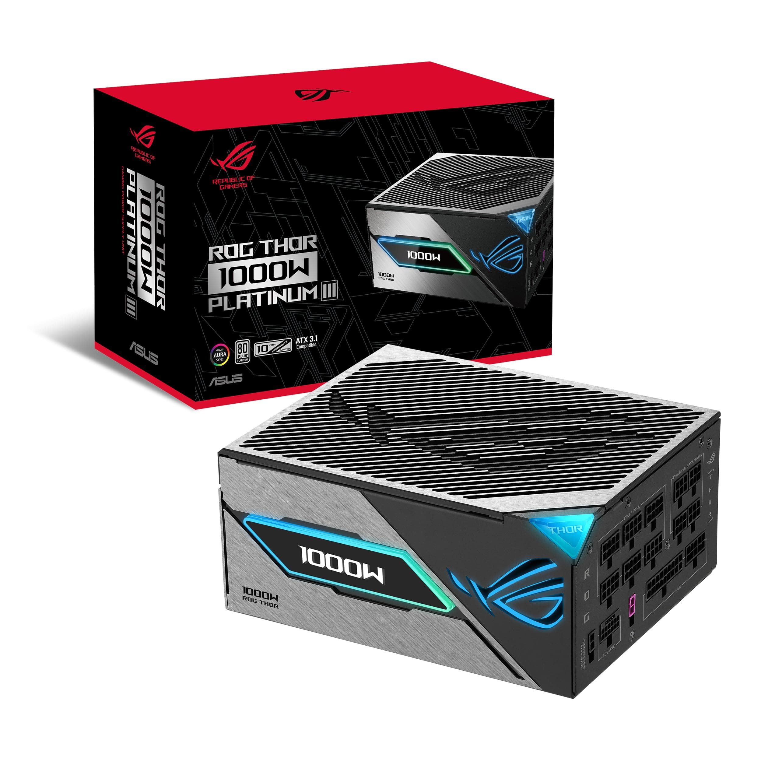 ASUS ROG Thor 1000W Platinum III Gaming Netzteil (Vollmodulares ATX Netzteil, OLED Display, GPU-First, Cybenetics Platinum Zertifizierung, GaN-MOSFET, ATX 3.1, PCIE 5.1, 12V-2x6 Connector) Bild 2