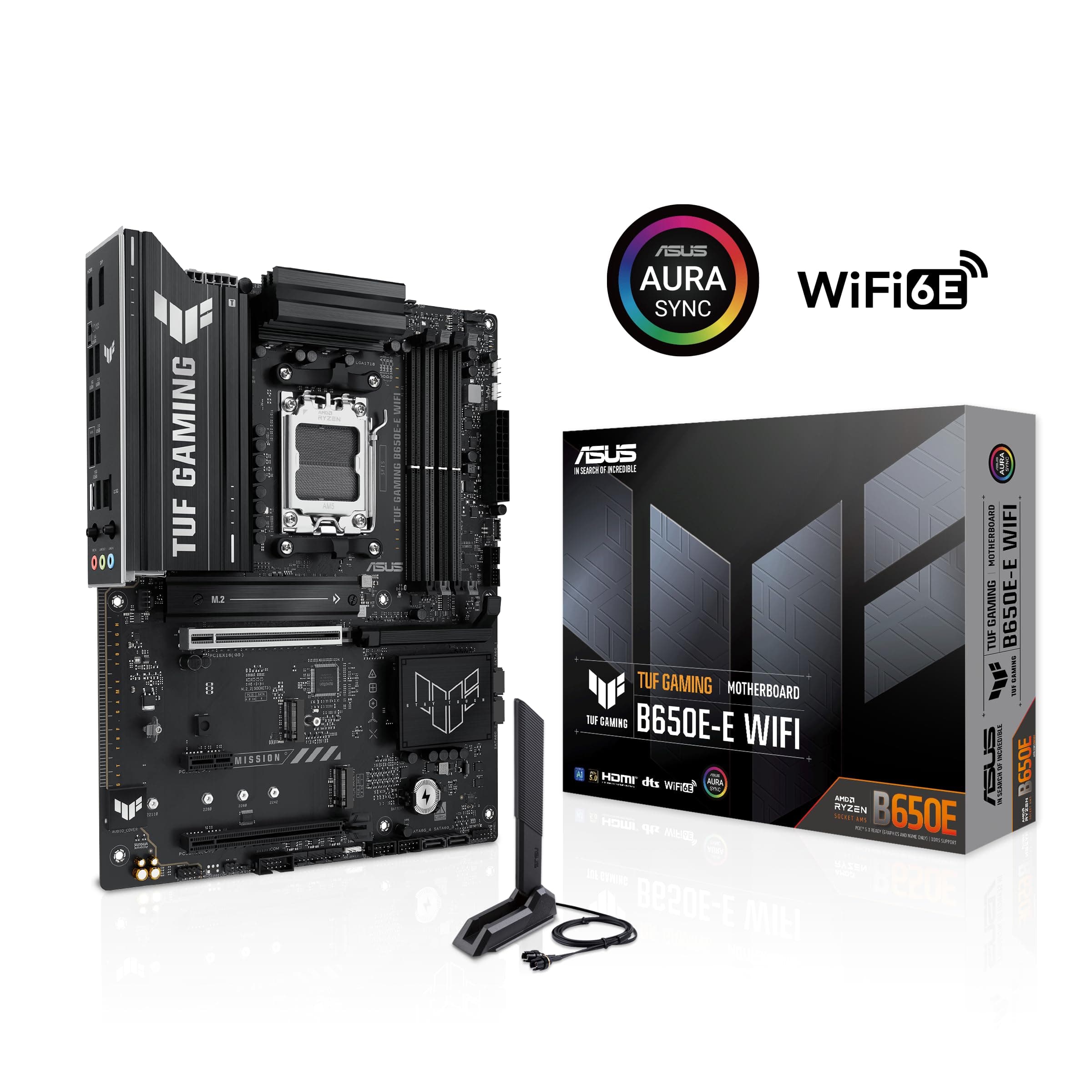 ASUS TUF Gaming B650E-E WiFi AMD AM5 B650 ATX Motherboard, 8+2+1 80A DrMOS Stage, DDR5, PCIe 5.0 Ready, 3X M.2, Wi-Fi 6E, 2.5GB LAN, DisplayPort, HDMI™, USB 20Gbps Type-C®, BIOS Flashback™, Aura Sync Bild 5