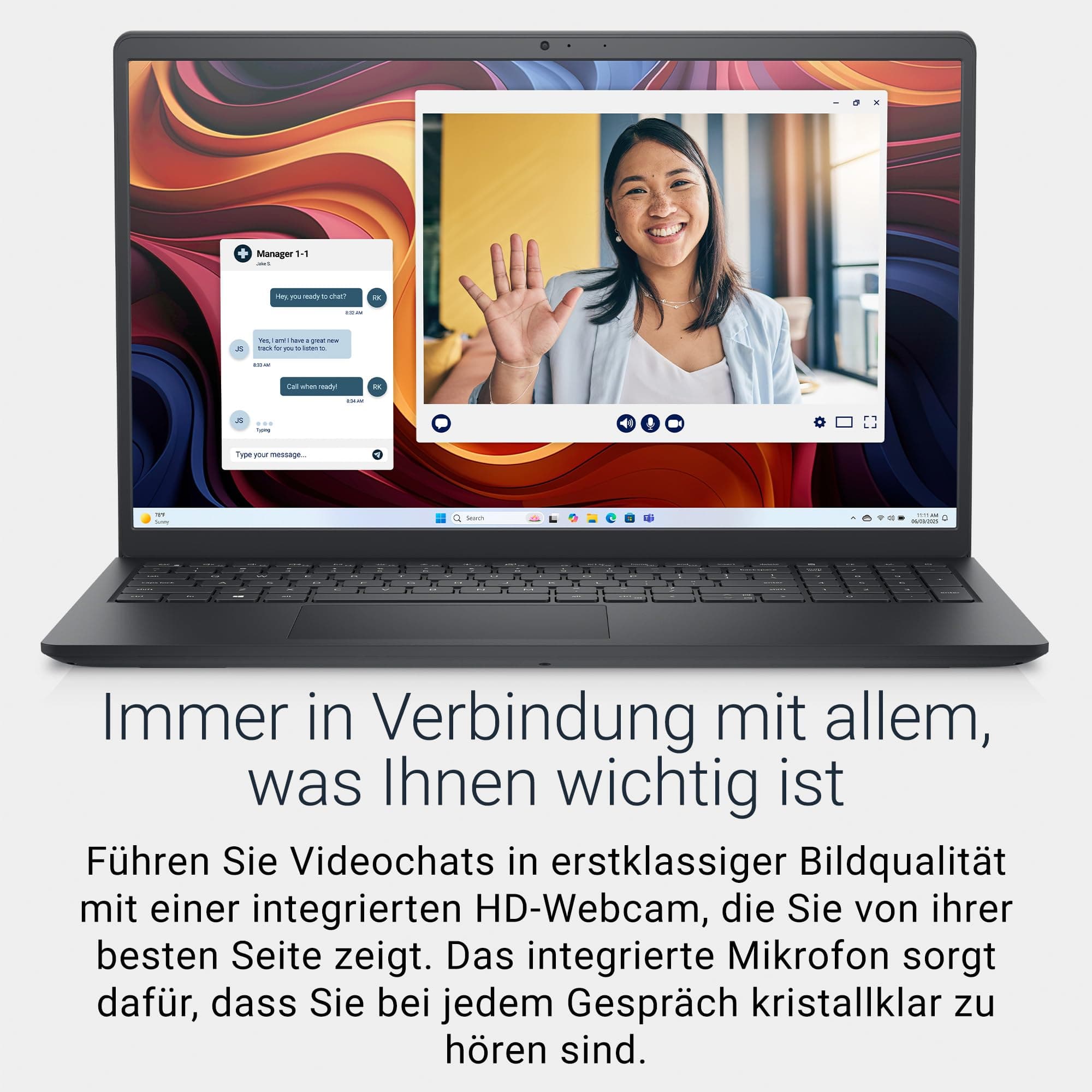 Dell 15 Laptop DC15255 15.6" FHD (1920 x 1080) 120Hz, AMD Ryzen 7 7730U, AMD Radeon Graphics, 16GB DDR4 RAM, 1TB SSD, Windows 11 Home, QWERTZ Backlit Keyboard - Black Ryzen 7 7730U 16 GB 1TB SSD Bild 4
