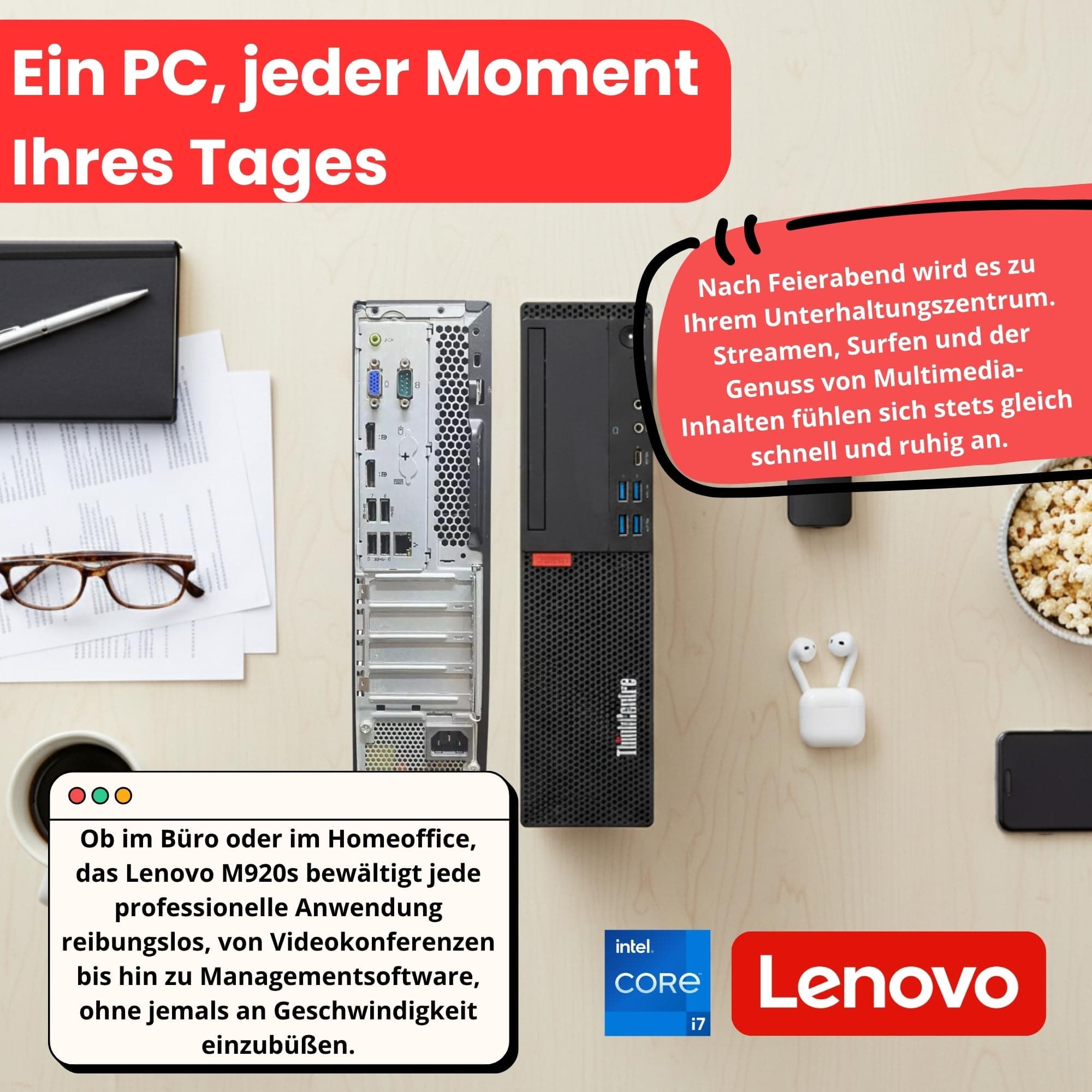 Lenovo ThinkCentre M920s SFF | Intel Core i7-8700 | 16 GB RAM | 512 gb SSD Windows 11 Pro WiFi Bluetooth Display Port USB Type-C – 36 Monate GARANTIE (überholt) i7-16-512 Bild 7