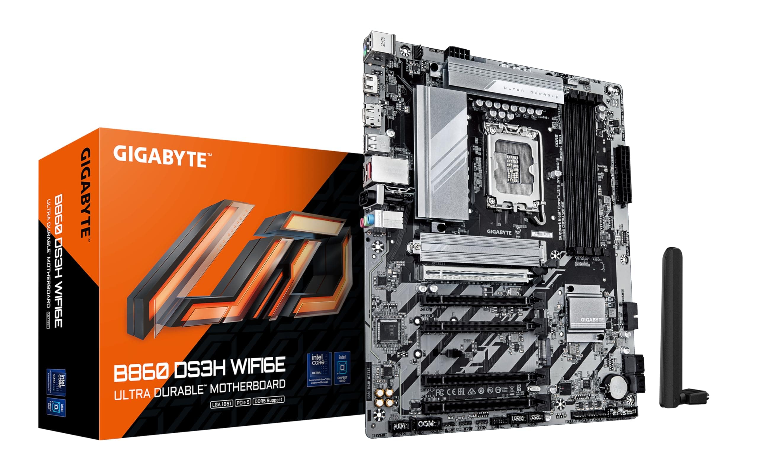 GIGABYTE B860 DS3H WIFI6E Mainboard - Intel Core Ultra CPUs, 8+1+2+2 Phasen VRM, bis zu 9066MHz DDR5, 1xPCIe 5.0 + 1xPCIe 4.0 M.2, 2,5 GbE LAN, WiFi 6E, USB 3.2 Gen 2x2 Bild 2