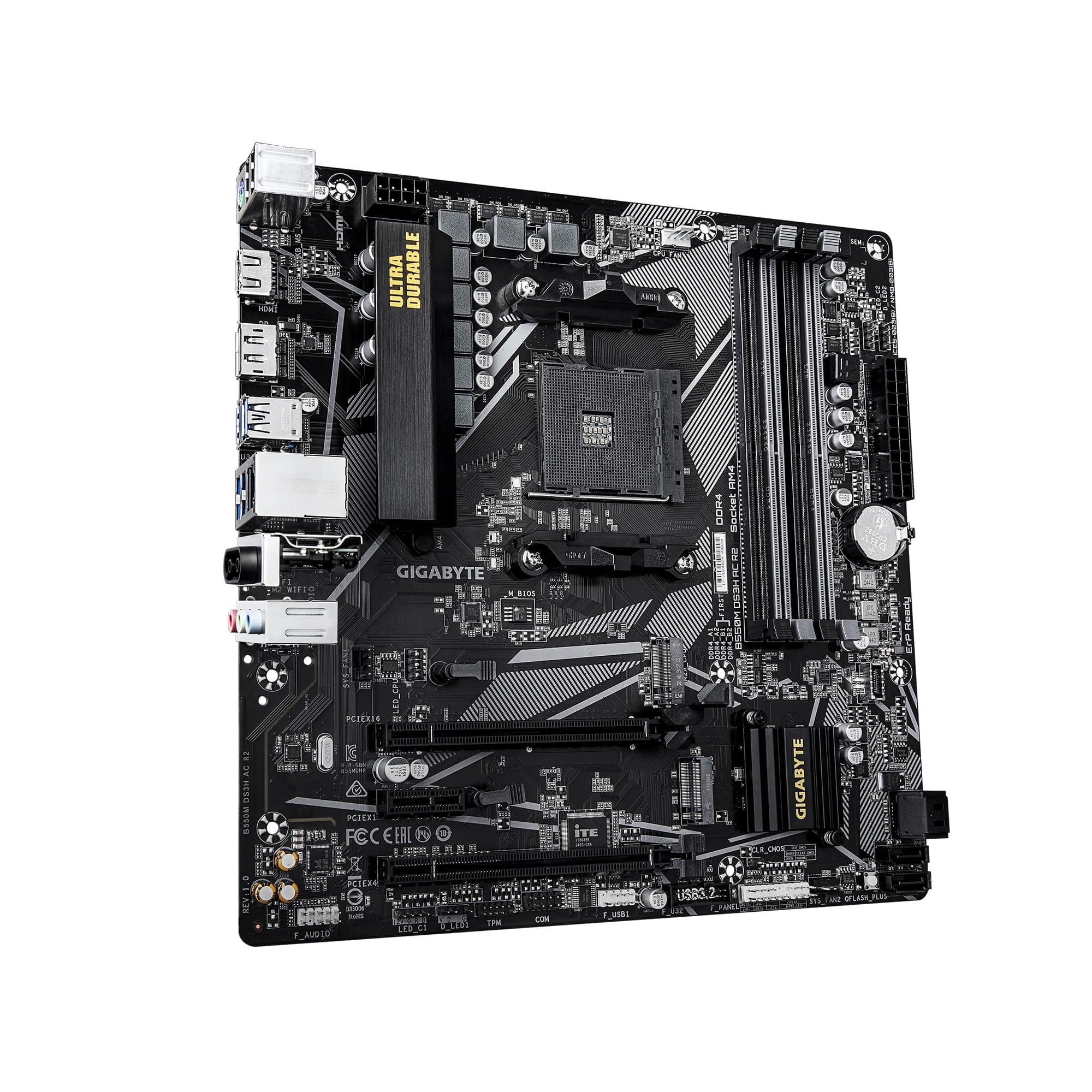GIGABYTE B550M DS3H AC R2 AMD AM4 Motherboard, Micro-ATX, DDR4, Dual M.2, SATA 6Gb/s, WIFI5, Realtek GbE LAN, PCIe 4.0 Bild 5