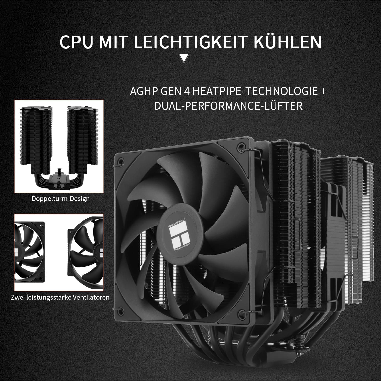 Thermalright Peerless Assassin 140 Black CPU Luftkühler, 6 Heatpipes, Dual PWM Lüfter und Double Towers, 158mm High CPU Kühlung mit Top Cover, forAM4/AM5,Intel LGA 1851/1700/1150/1151/1200 Bild 7