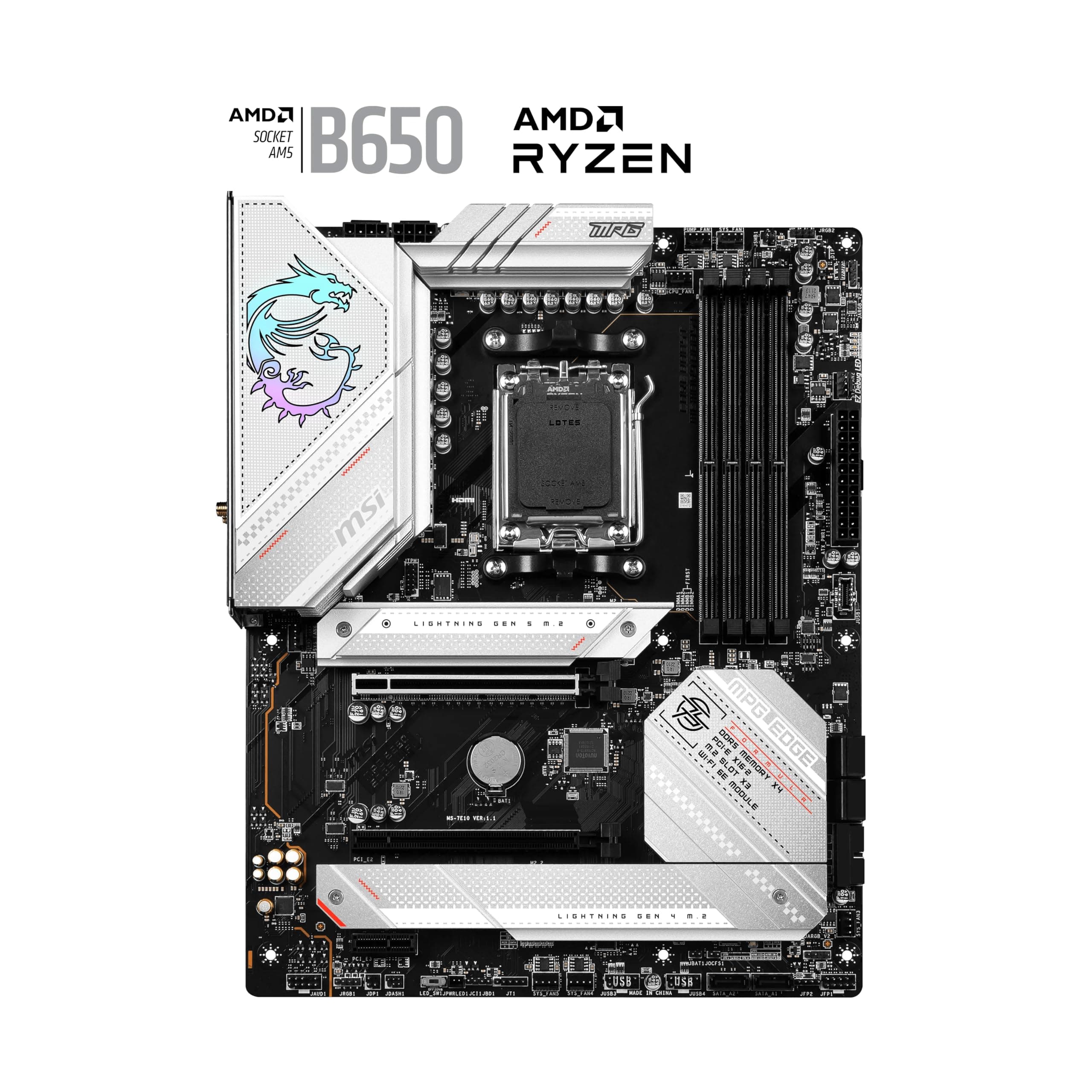 MSI MPG B650 Edge WiFi Mainboard, ATX - Unterstützt Ryzen 9000, 8000 & 7000 Serie Prozessoren, AM5-14 Duet Rail 80A VRM, DDR5 6600+MHz/OC, 2 x PCIe 4.0 x16, 1x M.2 Gen5, 2 x M.2 Gen4, Wi-Fi 6E Bild 3