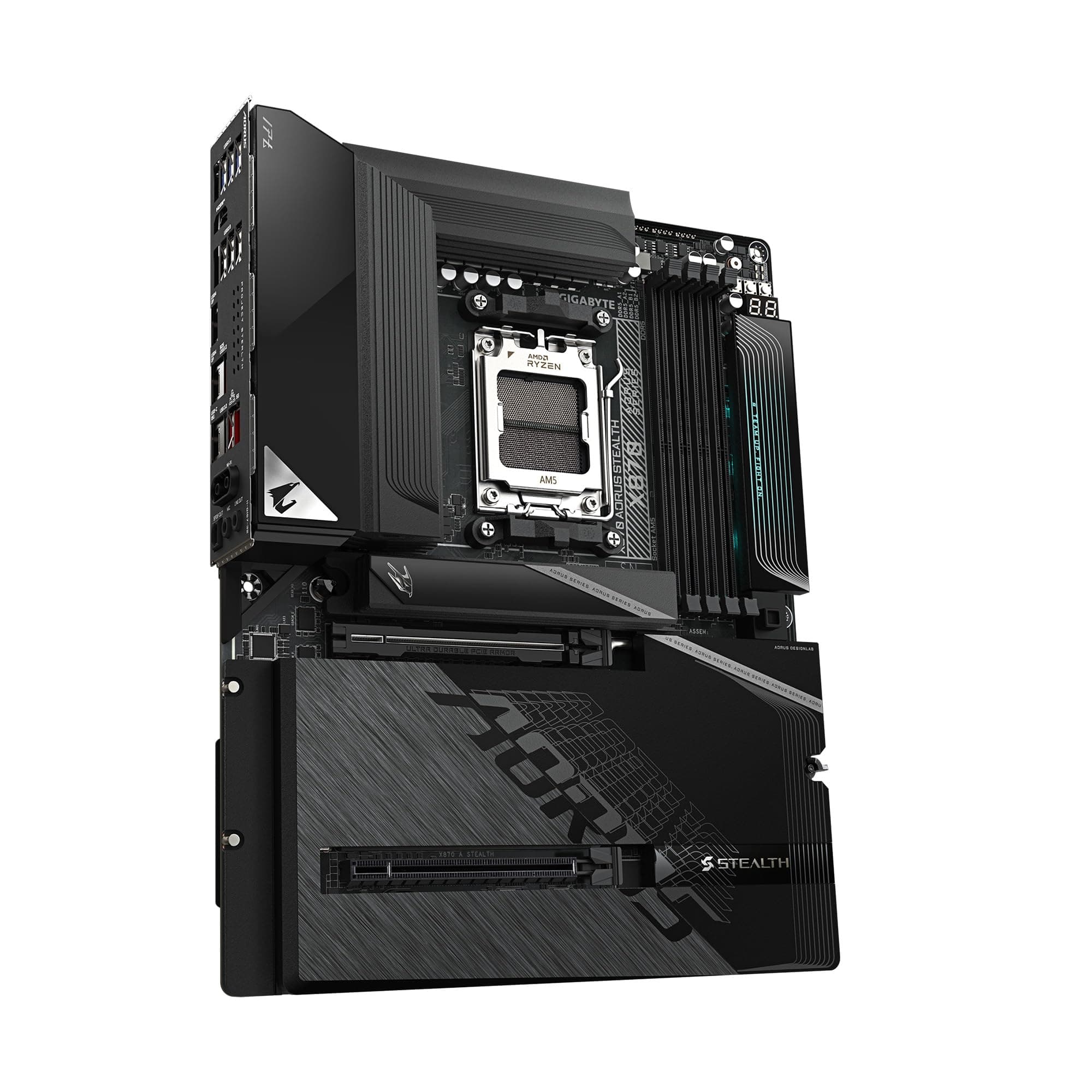GIGABYTE X870 AORUS Stealth AMD AM5 ATX Motherboard, unterstützt AMD Ryzen 9000/8000/7000 Serie, DDR5, 16+2+2 Power Phase, 4X M.2, PCIe 5.0, USB4, WIFI7, 5 GbE, PCIe EZ-Latch Plus, 5 Jahre Garantie Bild 5