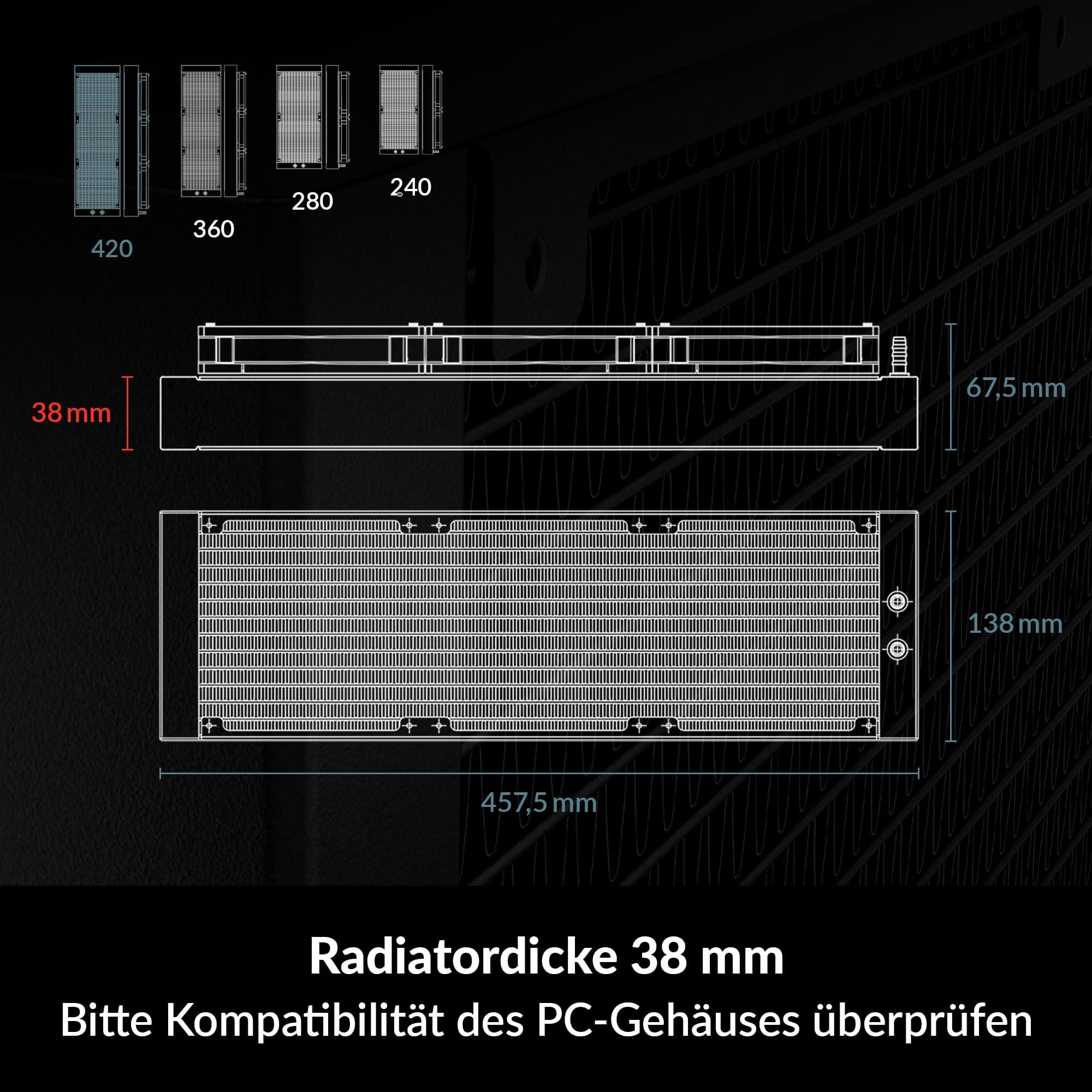 ARCTIC Liquid Freezer III 420 A-RGB - Wasserkühlung PC, AIO CPU Wasserkühler, Intel & AMD, effiziente PWM-gesteuerte Pumpe, Lüfter: 200–1900 rpm, LGA1851 und LGA1700 Contact Frame - Weiß weiß Liquid Freezer III 420 A-RGB Bild 6