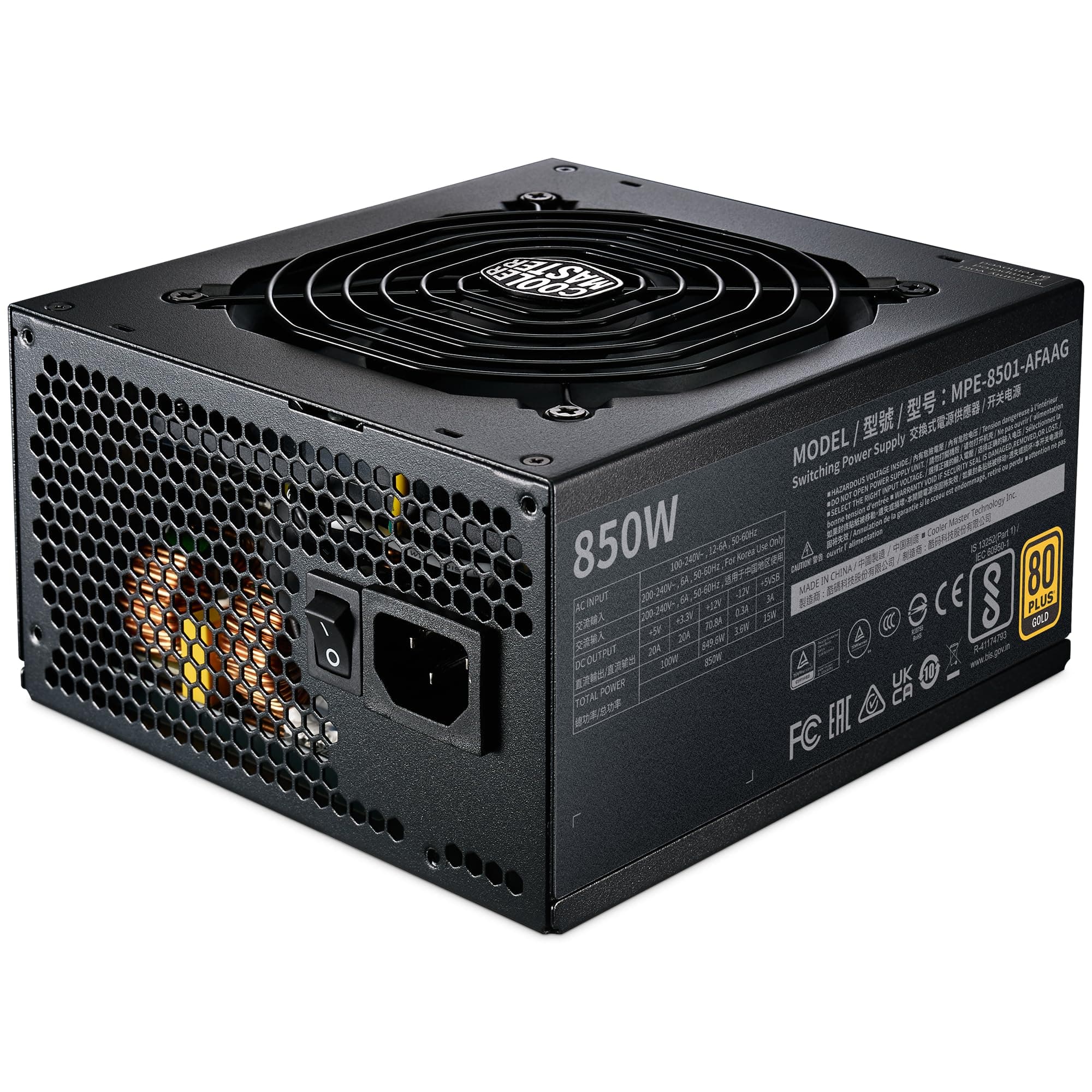 Cooler Master MWE Gold 850 V2 ATX 3.1 Vollmodulares Netzteil – ATX 3.1-Unterstützung, 80 Plus Gold, 850 Watt PC-Netzteil, PCIe 5.1-Verkabelung, 120 mm HDB-Lüfter, Hochtemperaturschwelle 850W Gold ATX 3.1 Bild 3