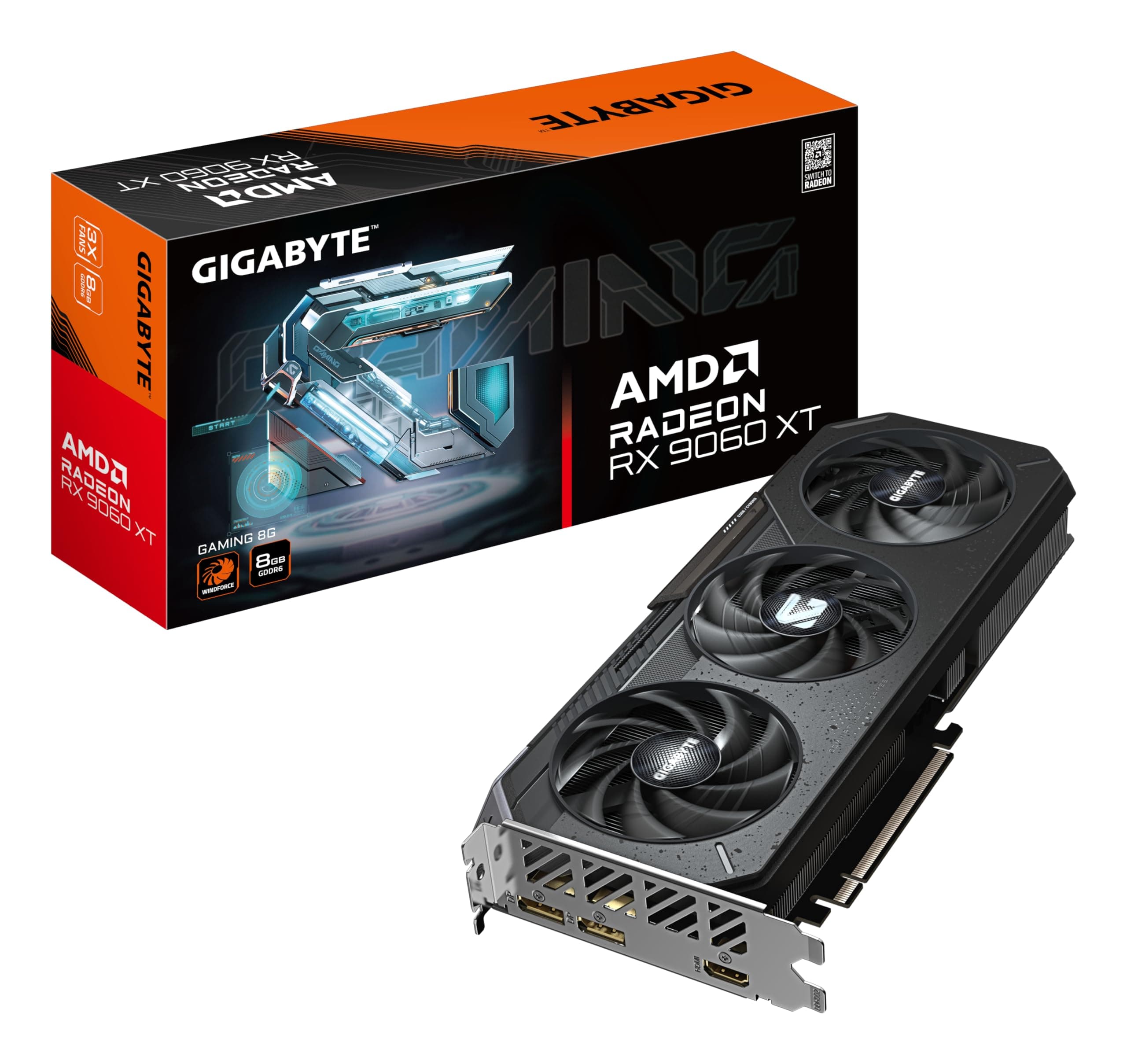 Gigabyte Radeon RX 9060 XT Gaming 8G Grafikkarte - 8GB GDDR6, 128bit, PCI-E 5.0, 3130 MHz Kerntakt, 2 x DisplayPort, 1 x HDMI, GV-R9060XTGAMING-8GD Bild 2