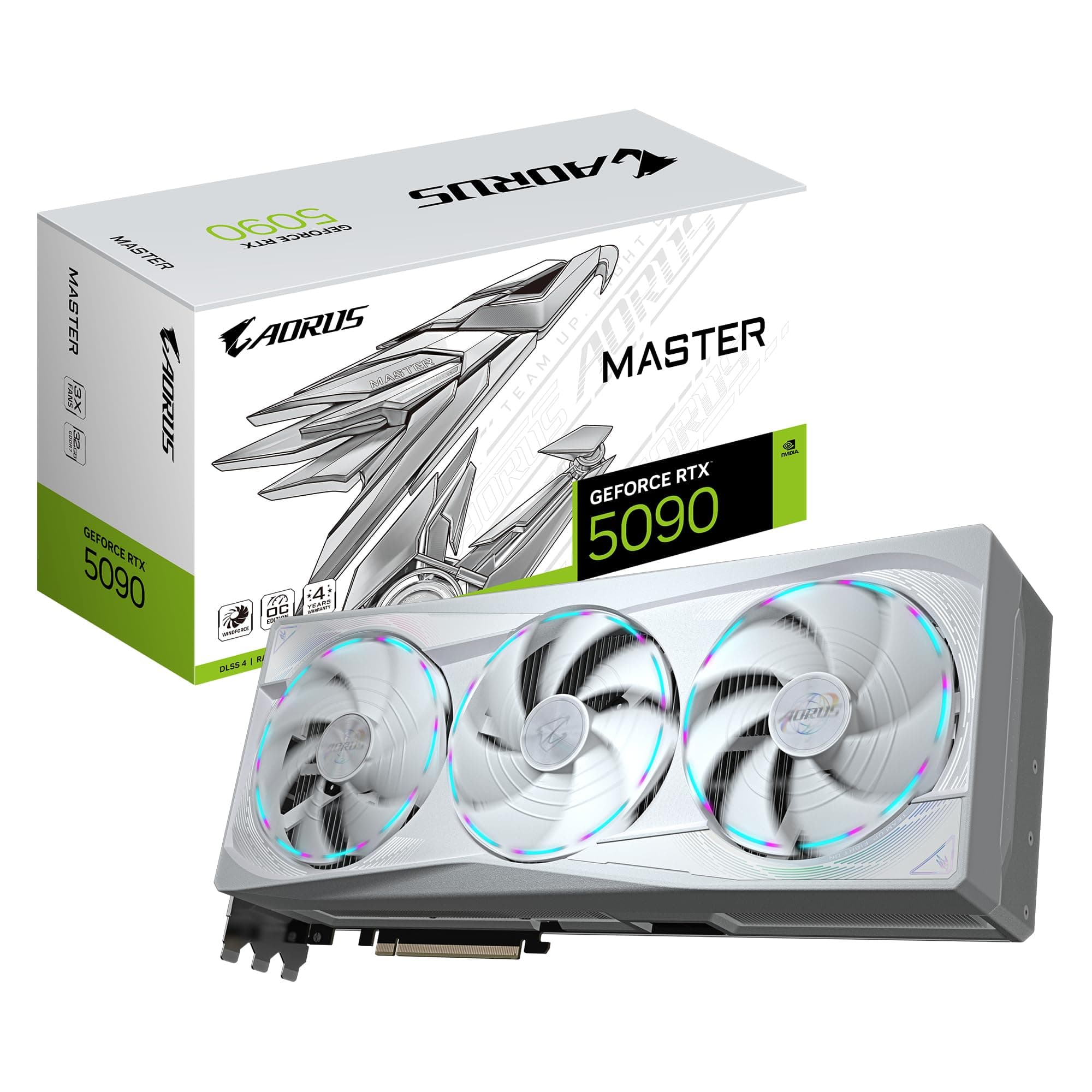 Gigabyte AORUS GeForce RTX 5090 Master Ice 32G Grafikkarte - 32 GB GDDR7, 512 Bit, PCI-E 5.0, 2655MHz Kernfrequenz, 3 x DP 2.1a, 1 x HDMI 2.1b, NVIDIA DLSS 4, GV-N5090AORUSM ICE-32GD Bild 2