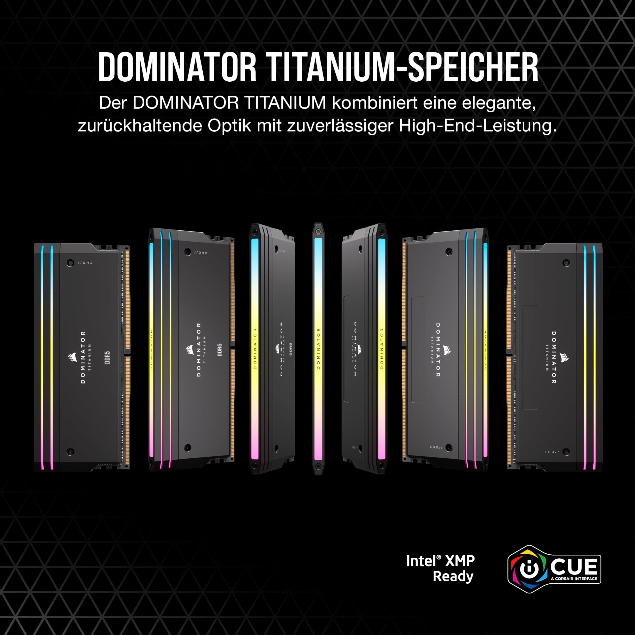 CORSAIR Dominator Titanium RGB DDR5 RAM 32GB (2x16GB) Bis zu 6400MHz CL32 Intel XMP 3.0 Desktop-Arbeitsspeicher – Schwarz (CMP32GX5M2B6400C32) 32GB (2x16GB) Schwarz Bild 3