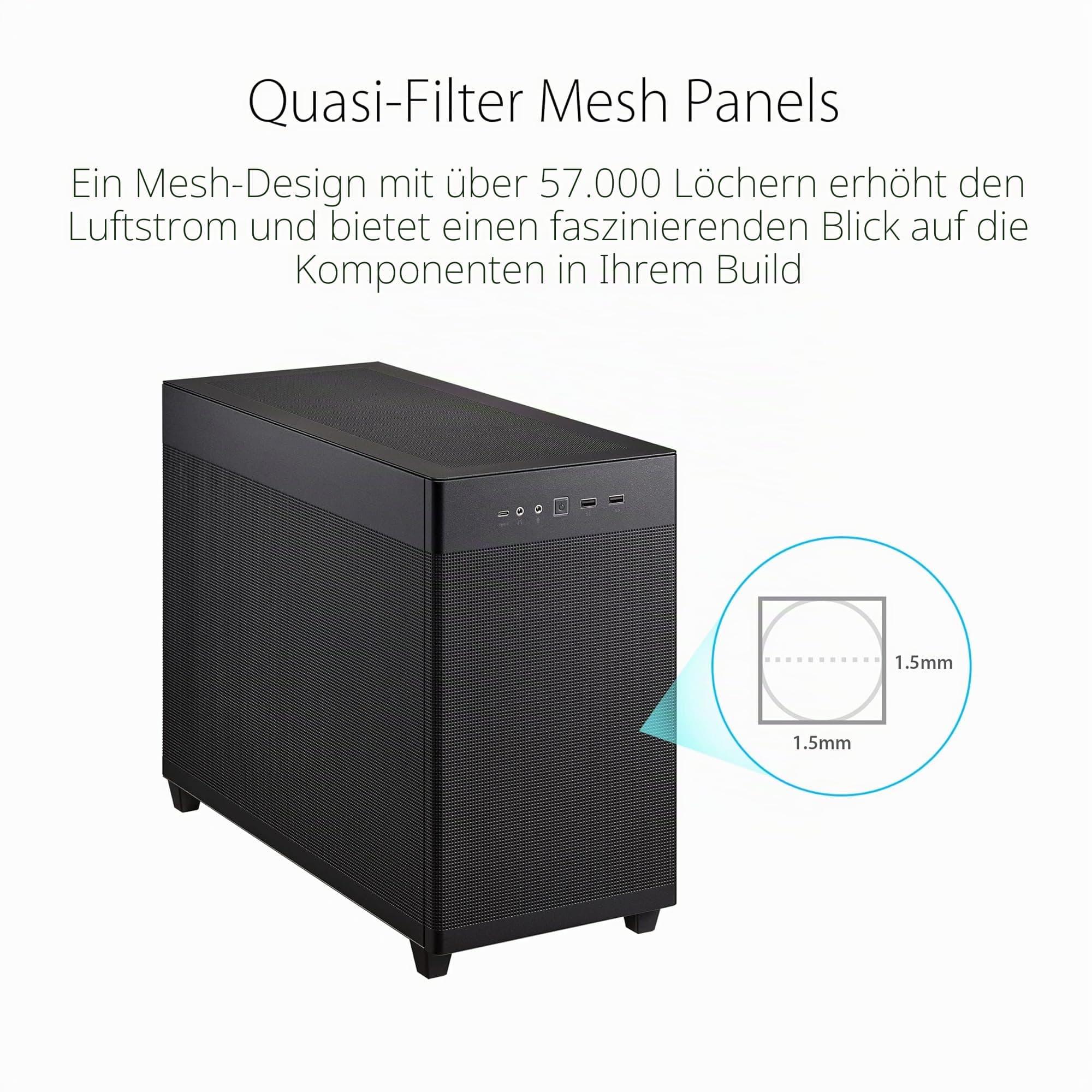 ASUS Prime AP201 MicroATX Gehäuse schwarz (33 Liter, unterstützt 280- & 360-mm-Kühler, Grafikkarten bis 338 mm Länge und Standard-ATX-Netzteile) schwarzes AP201 Prime Bild 5