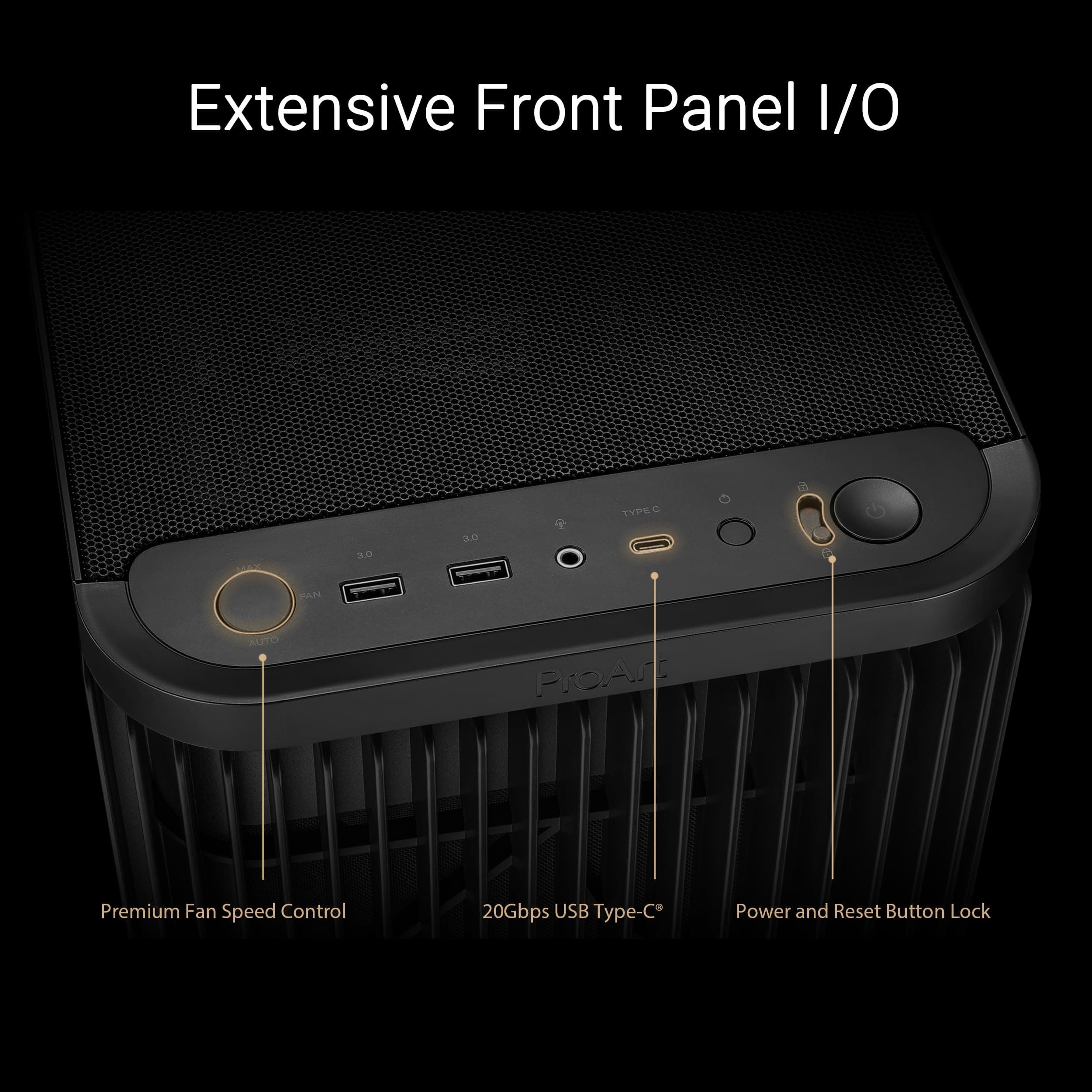 ASUS ProArt PA401 TG Panel Black ATX-PC-Gehäuse (Seitenwand aus gehärtetem Glas, 240-mm-Radiatorhalterung, 160x32-mm-Lüfter, abnehmbare Netzteilhalterung, rückseitige Kabelklemmen, Schwarz) Bild 7