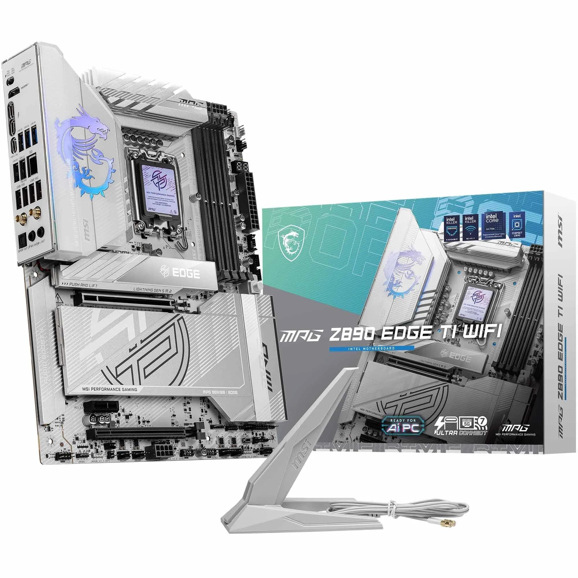 MSI MPG Z890 Edge TI WiFi Mainboard, ATX - Unterstützt Intel Core Ultra Prozessoren (Serie 2), LGA 1851-90A SPS VRM, DDR5 Memory Boost (9066+ MT/s OC), PCIe 5.0 x16, M.2 Gen5, Wi-Fi 7, 5G LAN Bild 2