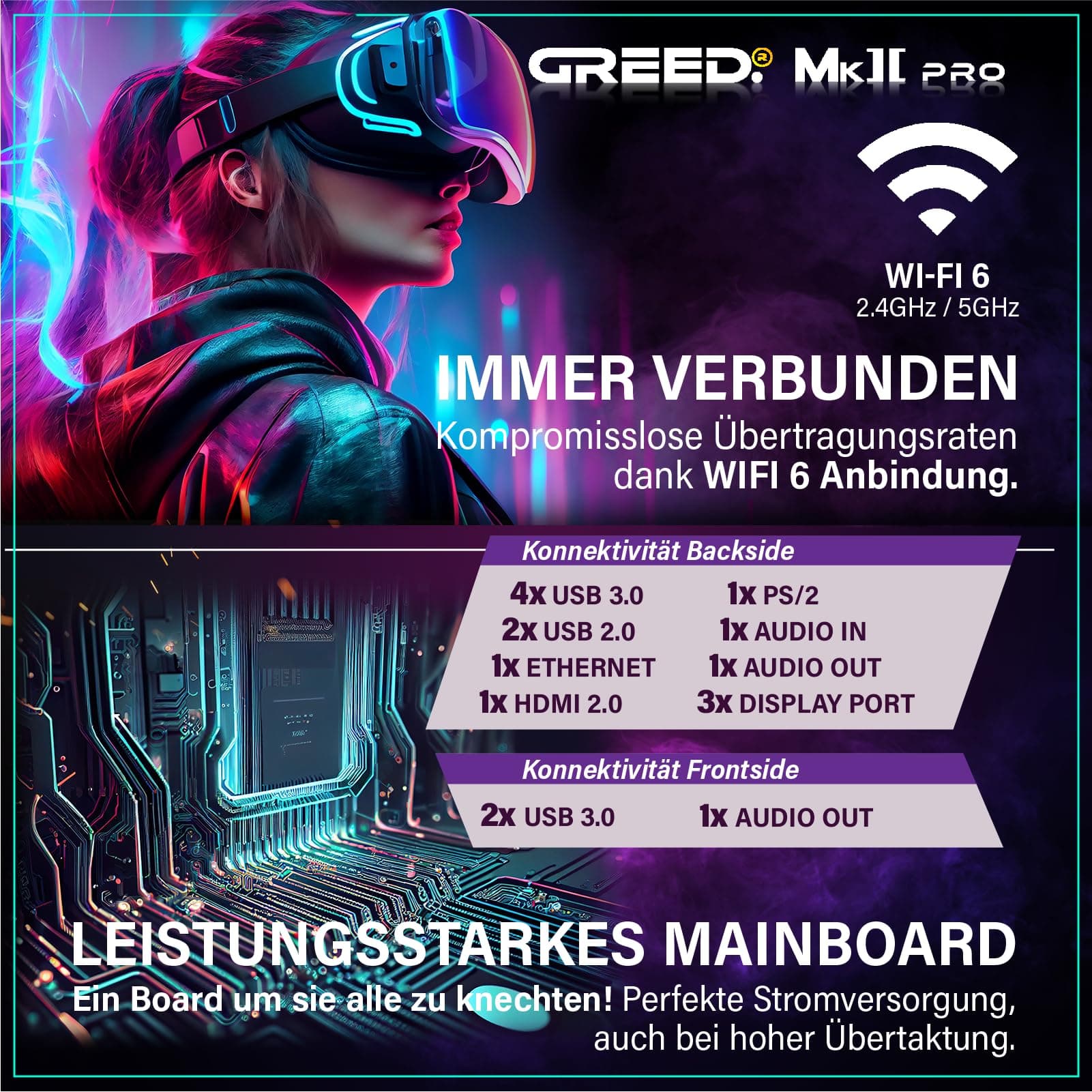 Greed® MK2 Pro - High End Gaming PC - Intel Core i7 12700F + Nvidia Geforce RTX 5070 12GB - Schneller RGB Computer + 4K Rechner mit 4,9 GHZ - 32 GB DDR4 RAM - Wasserkühlung - 1TB SSD - WLAN + W11 Pro MK2 PRO | RTX 5070 INTEL 32GB Bild 6