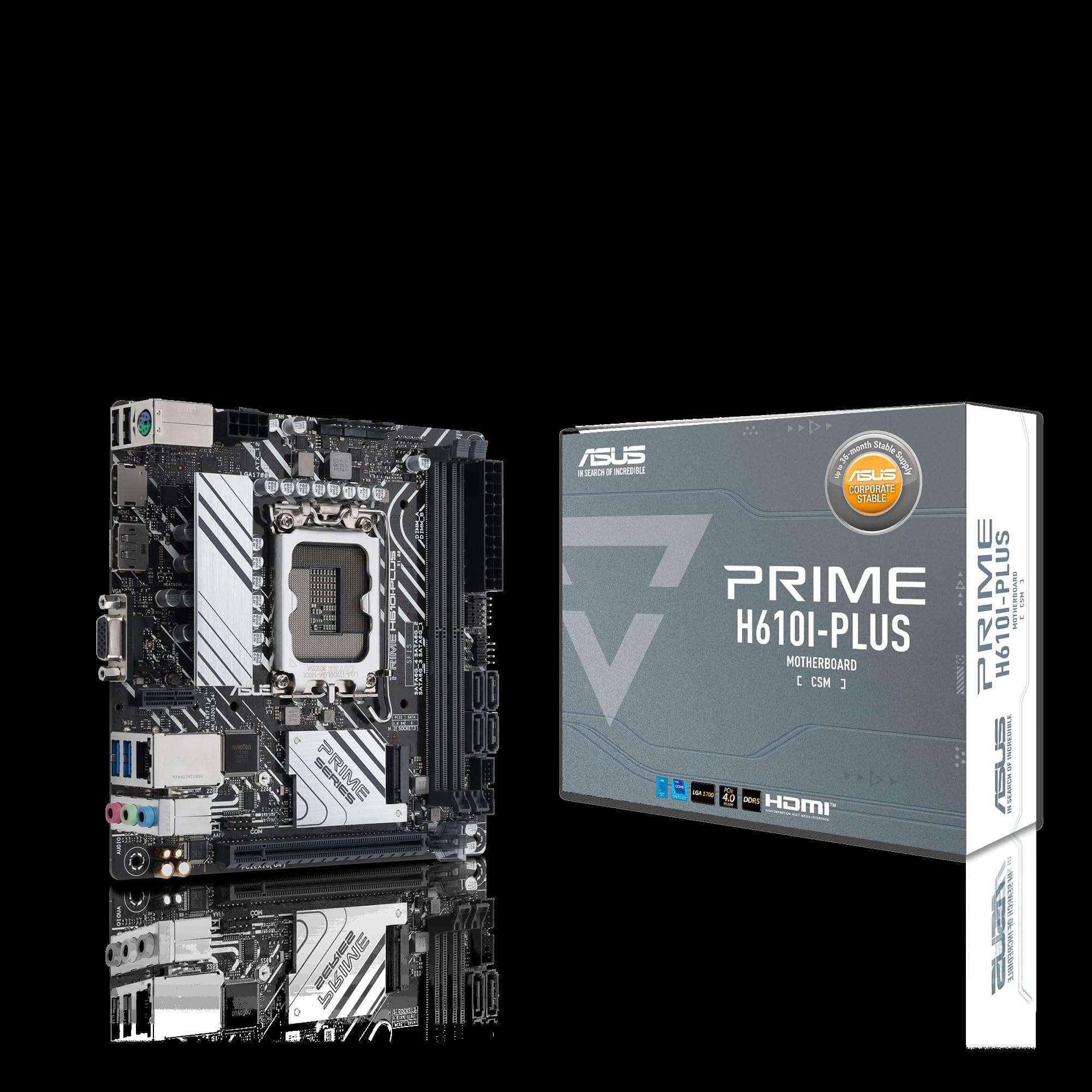 ASUS Prime H610I-PLUS-CSM (Intel H610 Mini-ITX-Mainboard mit DDR5 5600, PCIe 4.0, M.2-Steckplatz, Intel 1 Gb Ethernet, DisplayPort, HDMI, D-Sub, USB 3.2 Gen 1-Ports, SATA 6 Gbps, COM-Header) Bild 2