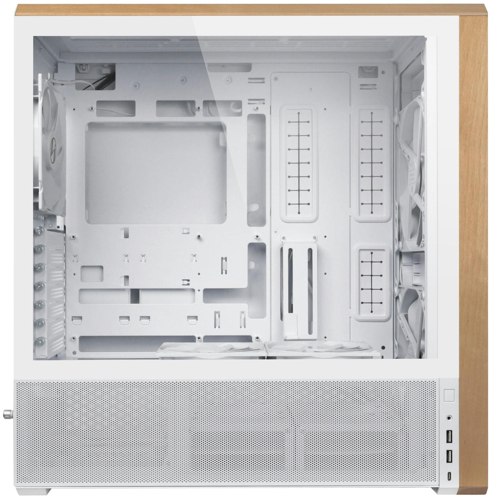 Lian Li Lancool 217 PC-Gehäuse Weiß | ATX Midi-Tower, Tempered Glass, 5 Lüfter, Birkenholz, Mesh-Front, Back-Connect-kompatibel Bild 3