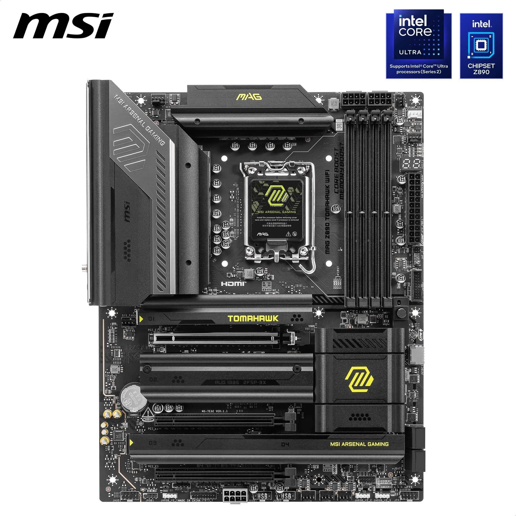 MSI MAG Z890 Tomahawk WiFi Mainboard, ATX - Unterstützt Intel Core Ultra Prozessoren (Series 2), LGA 1851 - DDR5 Memory Boost 4 x DDR5 (9200+ MT/s OC), 1 x PCIe 5.0 x16, 1 x M.2 Gen5, 5G LAN, Wi-Fi 7 Bild 3