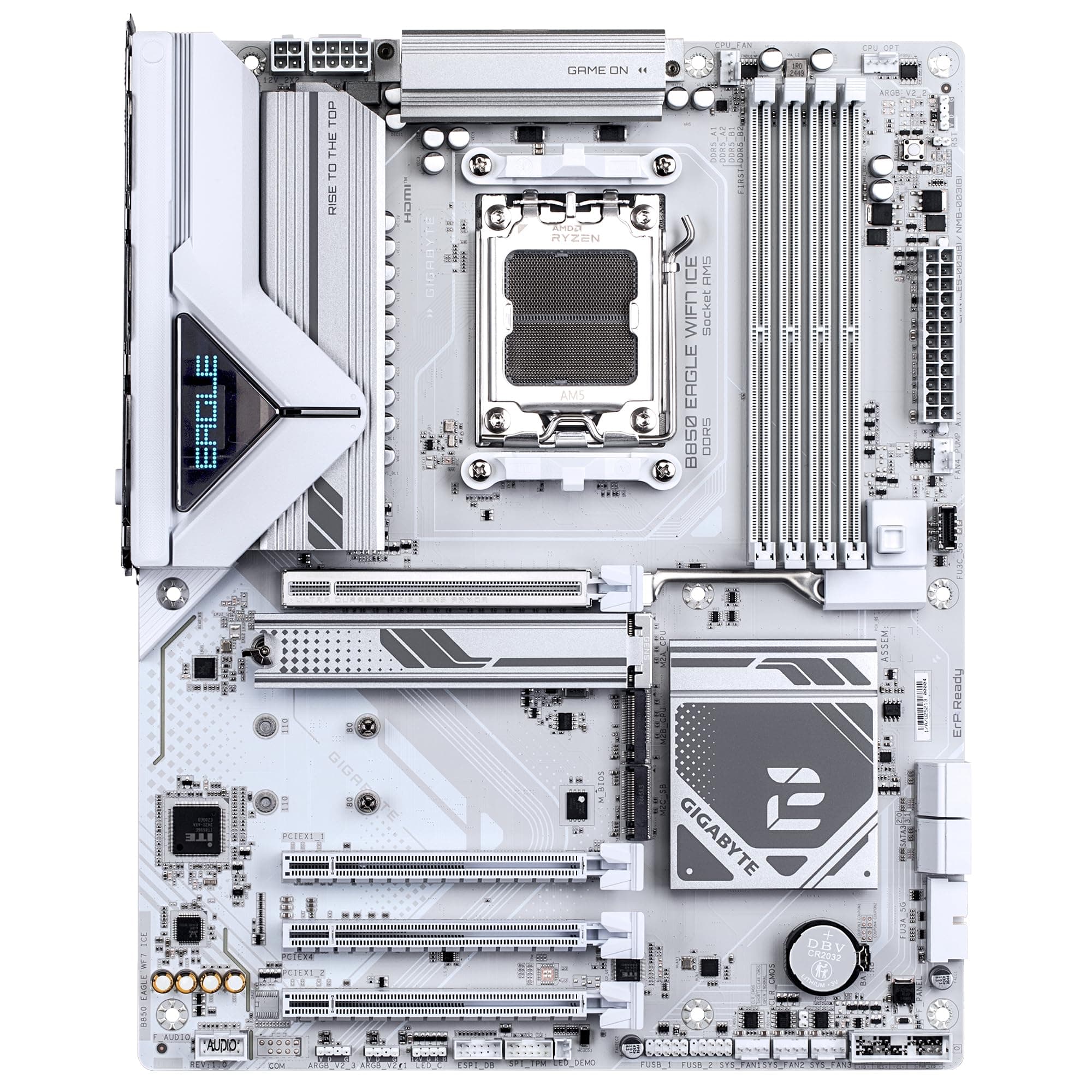 GIGABYTE B850 Eagle WIFI7 Ice Mainboard – AMD Ryzen 9000 Serie Prozessoren, digitales 8+2+2 Phasen VRM, bis zu 8200 MHz DDR5 (O.C.), 1x PCIe 5.0 + 2X PCIe 4.0 M.2, Wi-Fi 7, 2.5 GbE LAN, USB 3.2 Gen 2 Bild 3