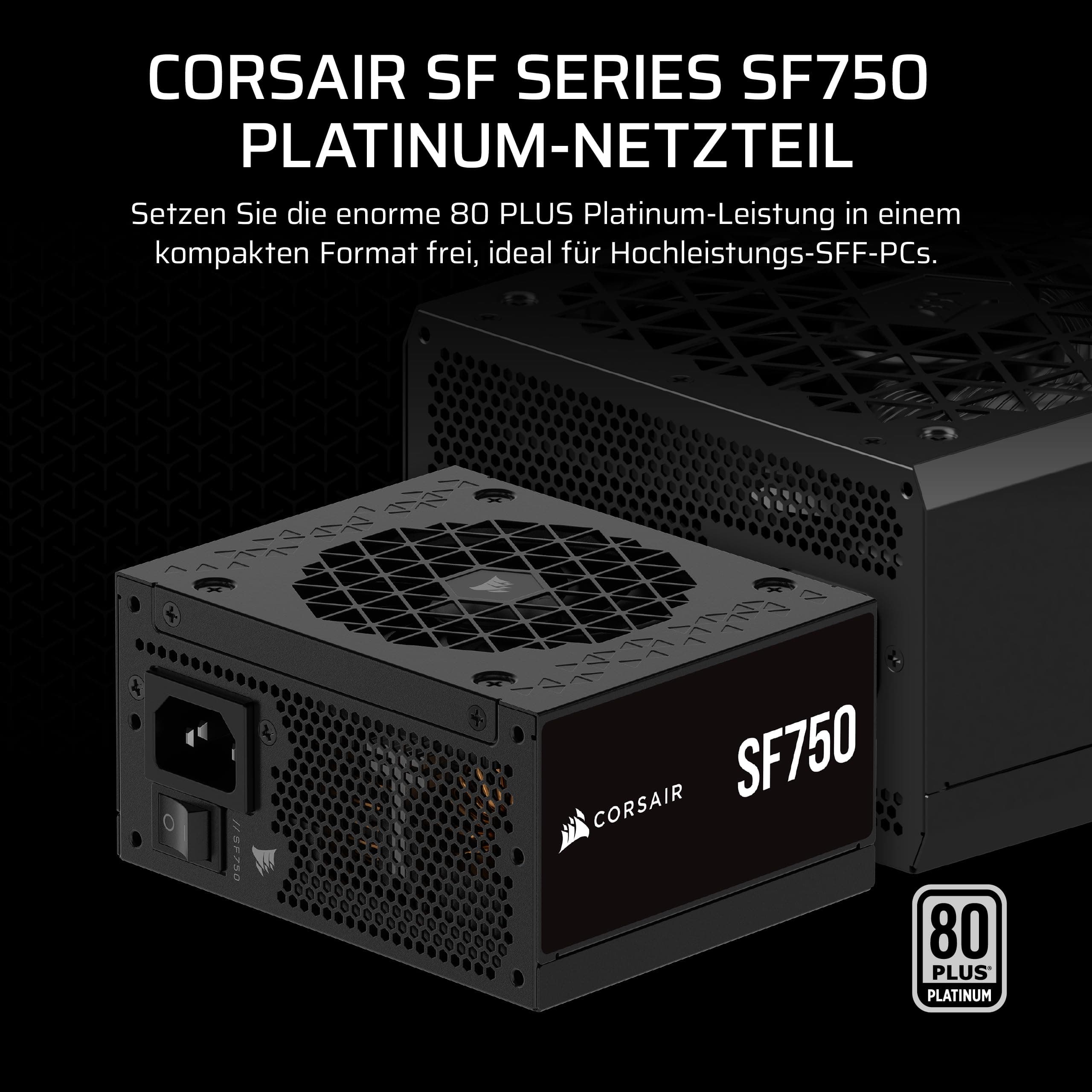 CORSAIR SF750 (2024) Vollständig Modulares Geräuscharmes 80 PLUS Platinum ATX-Netzteil – ATX 3.1-Kompatibel – PCIe 5.1-Fähig – SFX-to-ATX-Halterung im Lieferumfang Enthalten – Schwarz 750 Watt Bild 3