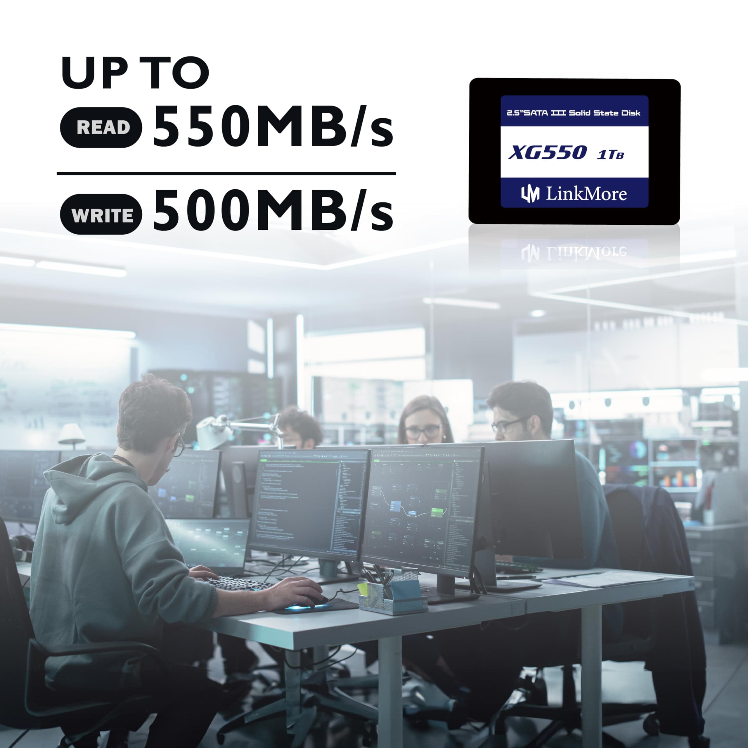 LinkMore XG550 1 TB interne SSD SATA III 2,5" (6 Gb/s) SSD, Lesegeschwindigkeit bis zu 550 MB/s, kompatibel mit 2,5 Zoll Laptops und Desktop-PCs 1TB Bild 3