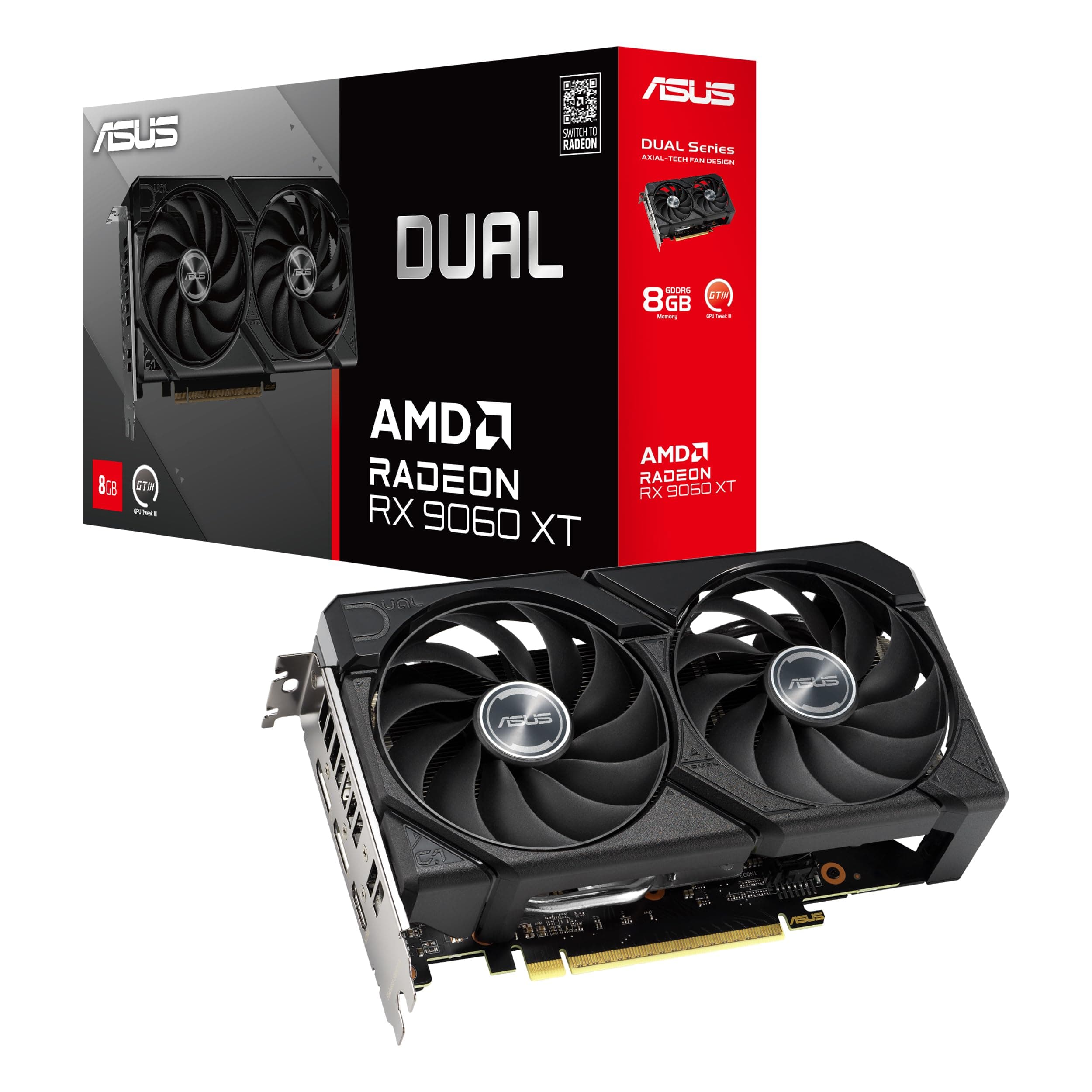 ASUS Dual Radeon RX9060XT 8G GDDR6 Gaming Grafikkarte (AMD Radeon RX9060XT, AMD RDNA 4 Architektur, 2,5-Slot Design, DUAL BIOS, PCIe 5.0, 1x HMDI 2.1b, 2X DisplayPort 2.1a) Bild 2