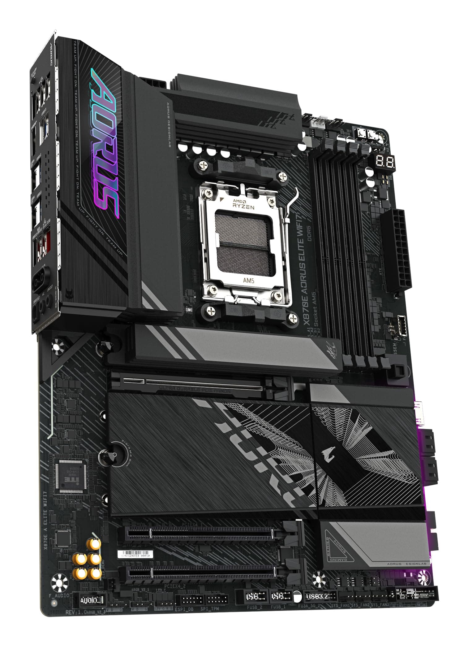 GIGABYTE X870E A Elite WIFI7-Mainboard - Unterstützt AMD Ryzen 9000 CPUs, 16+2+2 Phasen Digital-VRM, bis zu 8000MHz DDR5 (OC), 3xPCIe 5.0, Wi-Fi 7, 2.5GbE LAN, USB 4 Bild 6