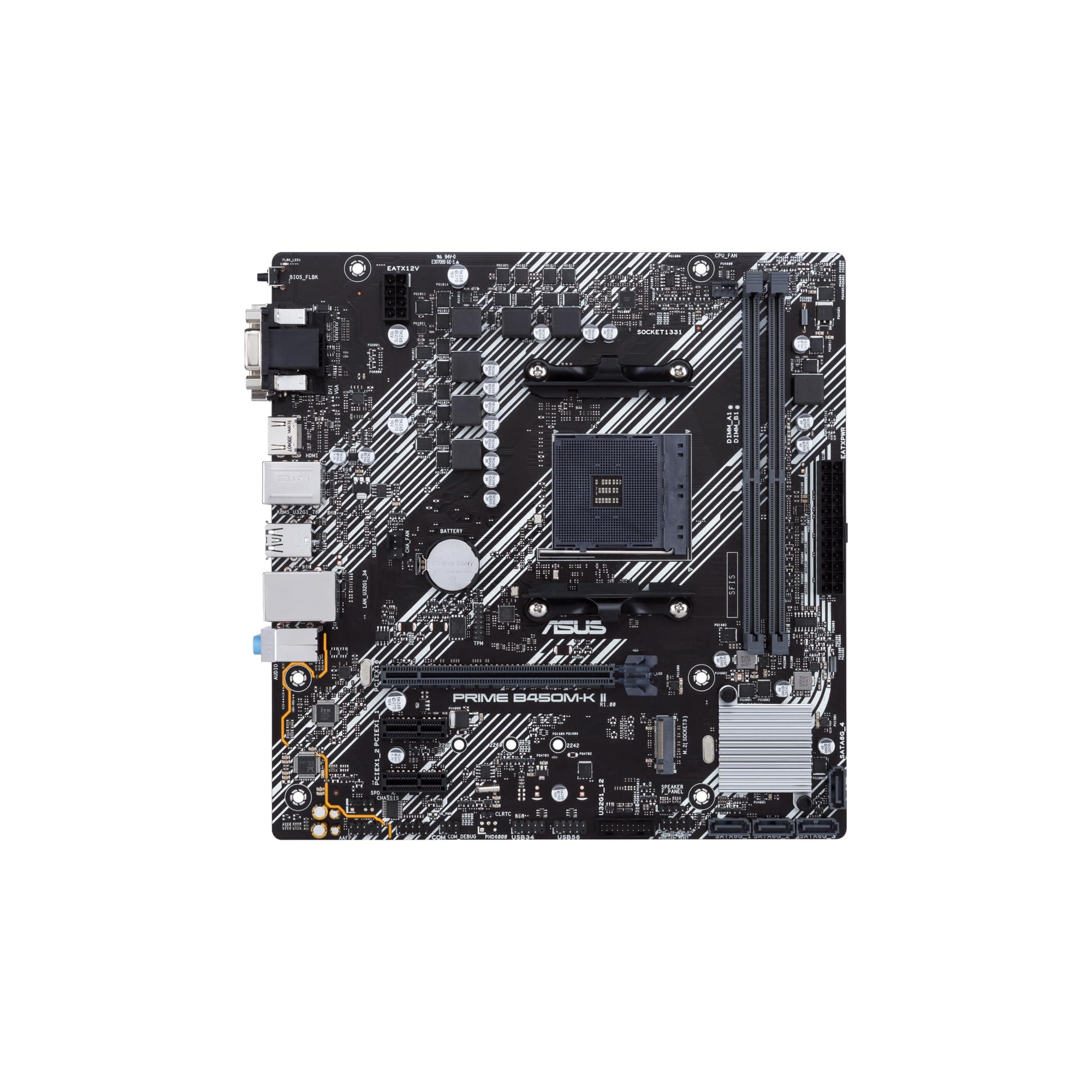 Asus Prime B450M-K II Mainboard Sockel AM4 (mATX, AMD Ryzen, DDR4-Speicher, M.2, SATA 6Gbit/s, USB 3.1 Gen 2 Typ-A) Bild 3