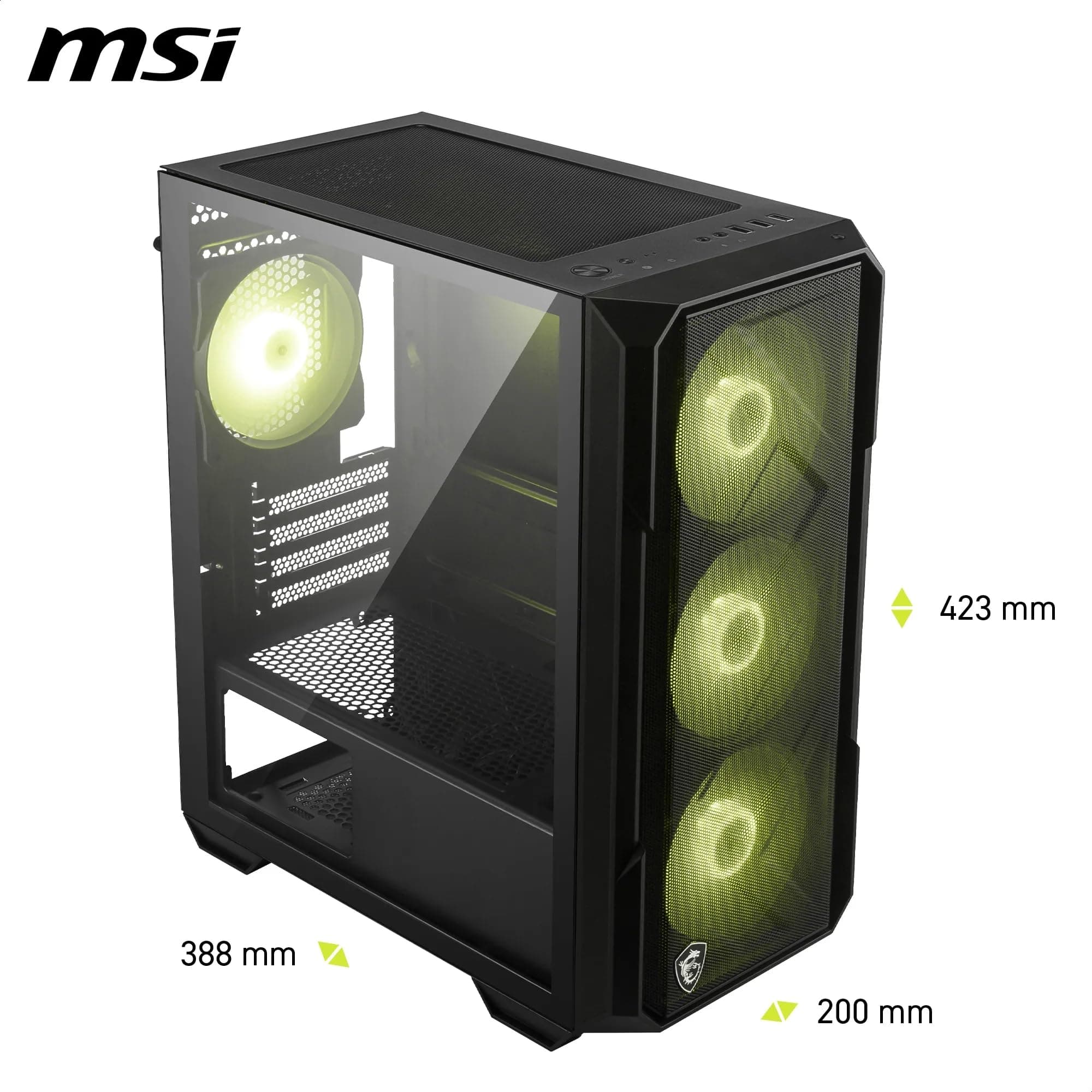 MAG Forge M120R Airflow - Mini-Tower PC-Gehäuse - Hoher Luftstrom, Micro-ATX-Kapazität, 240 mm Radiator-Unterstützung, Vier vorinstallierte ARGB-Lüfter, gehärtetes Glas-Seitenteil - Schwarz Bild 3