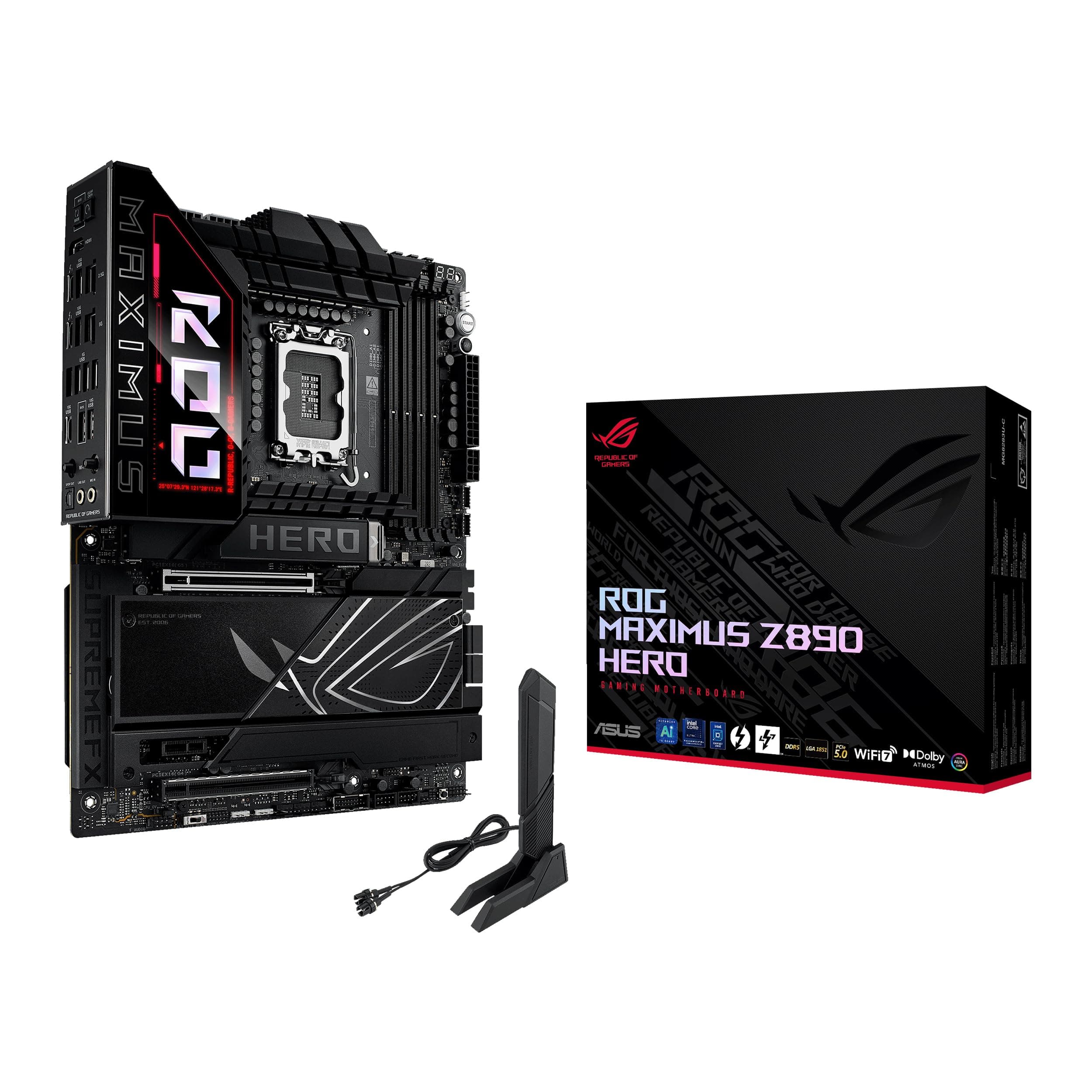ASUS ROG Maximus Z890 Hero Gaming Mainboard Sockel Intel LGA 1851 (ATX, Advanced AI, DDR5, NitroPath DRAM, WiFi 7, 3X PCIe 5.0 M.2, 3X PCIE 4.0 M.2, 2X Thunderbolt 4, DIMM Flex) Bild 2