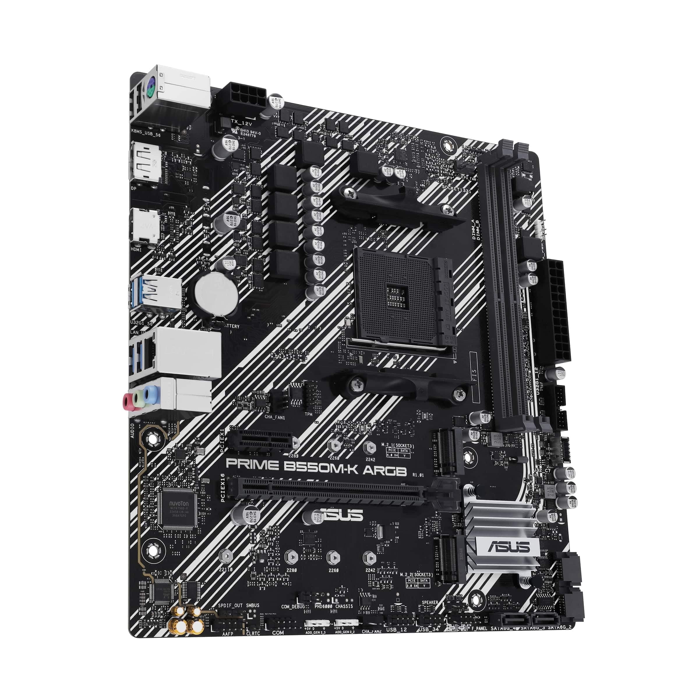 ASUS Prime B550M-K ARGB Gaming Mainboard Sockel AMD AM4 (mATX, PCIe 4.0, 2X M.2, DisplayPort, HDMI, SATA 6Gbit/s, Aura Sync) Bild 6