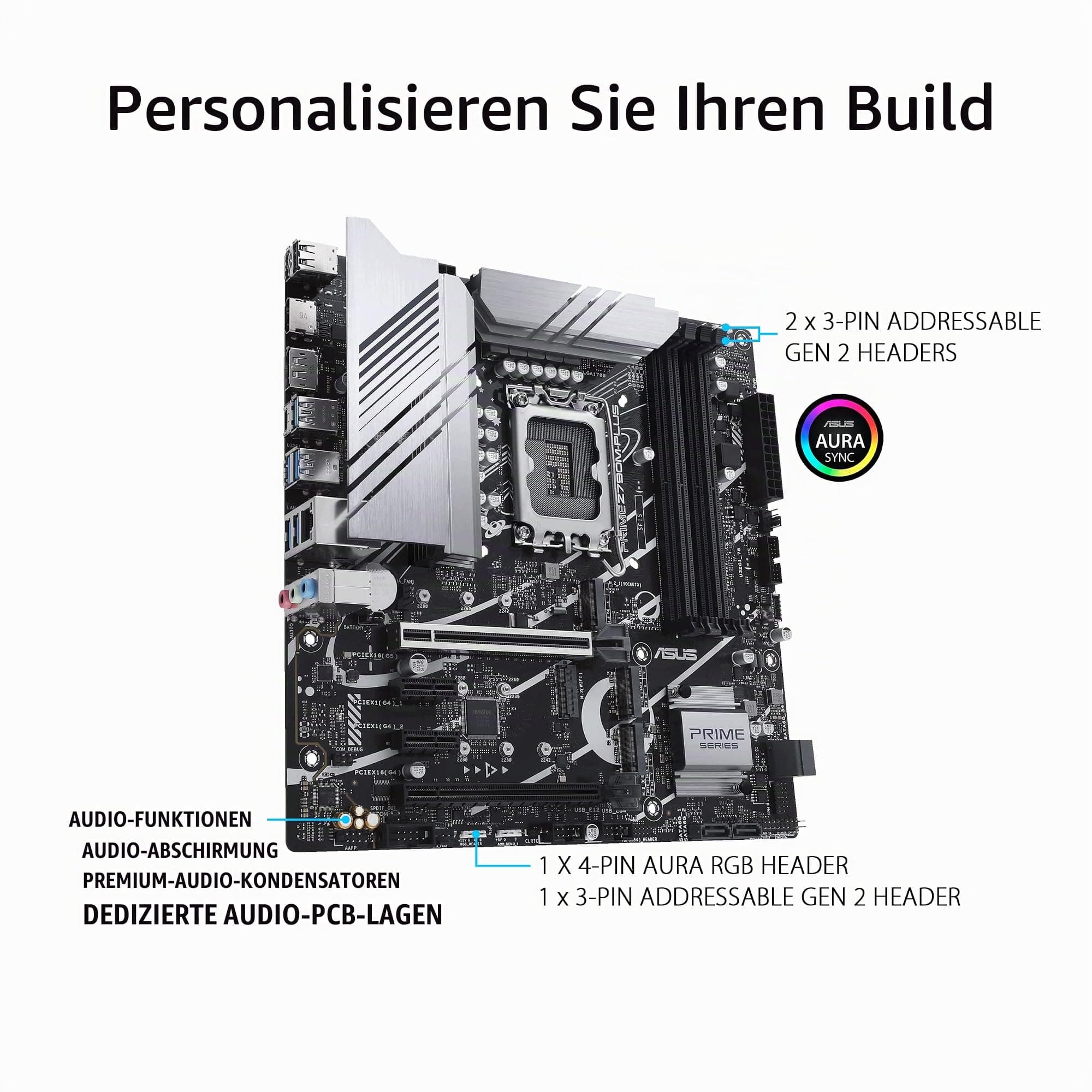 ASUS Prime Z790M-PLUS Gaming Mainboard (Intel LGA 1700 (mATX, PCIe 5.0, DDR5 Speicher, 3X M.2, Aura Sync) M-Plus Prime Z790 Bild 7