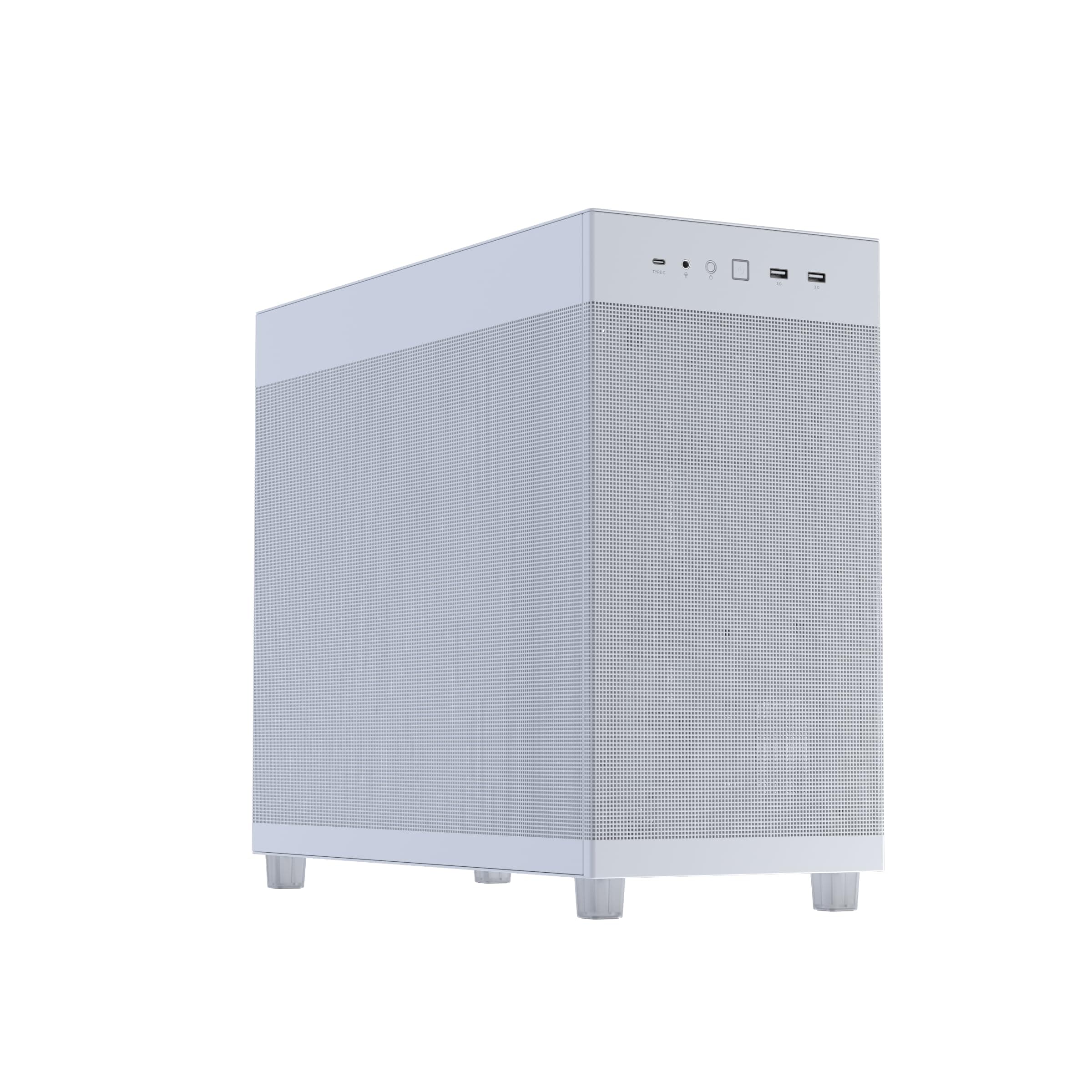 ASUS Prime AP303 Mesh Panel ATX PC-Gehäuse Weiß (44 Liter, unterstützt 360-mm-Kühler, Grafikkarten bis 360 mm Länge, 20Gbps USB Typ-C, Metallische Quasi-Filter Mesh Paneele, Grafikkarten Bracket) Bild 2