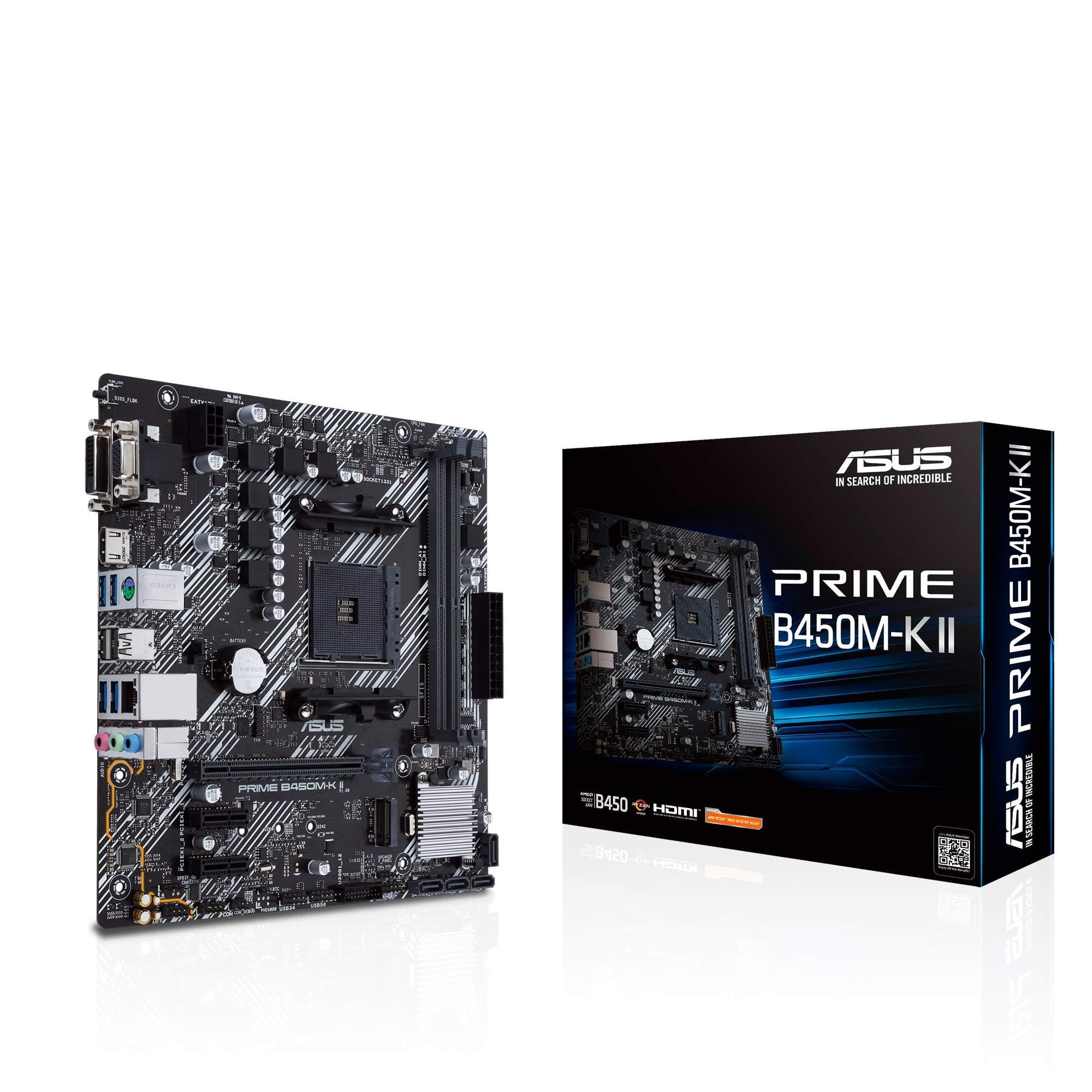 Asus Prime B450M-K II Mainboard Sockel AM4 (mATX, AMD Ryzen, DDR4-Speicher, M.2, SATA 6Gbit/s, USB 3.1 Gen 2 Typ-A) Bild 2