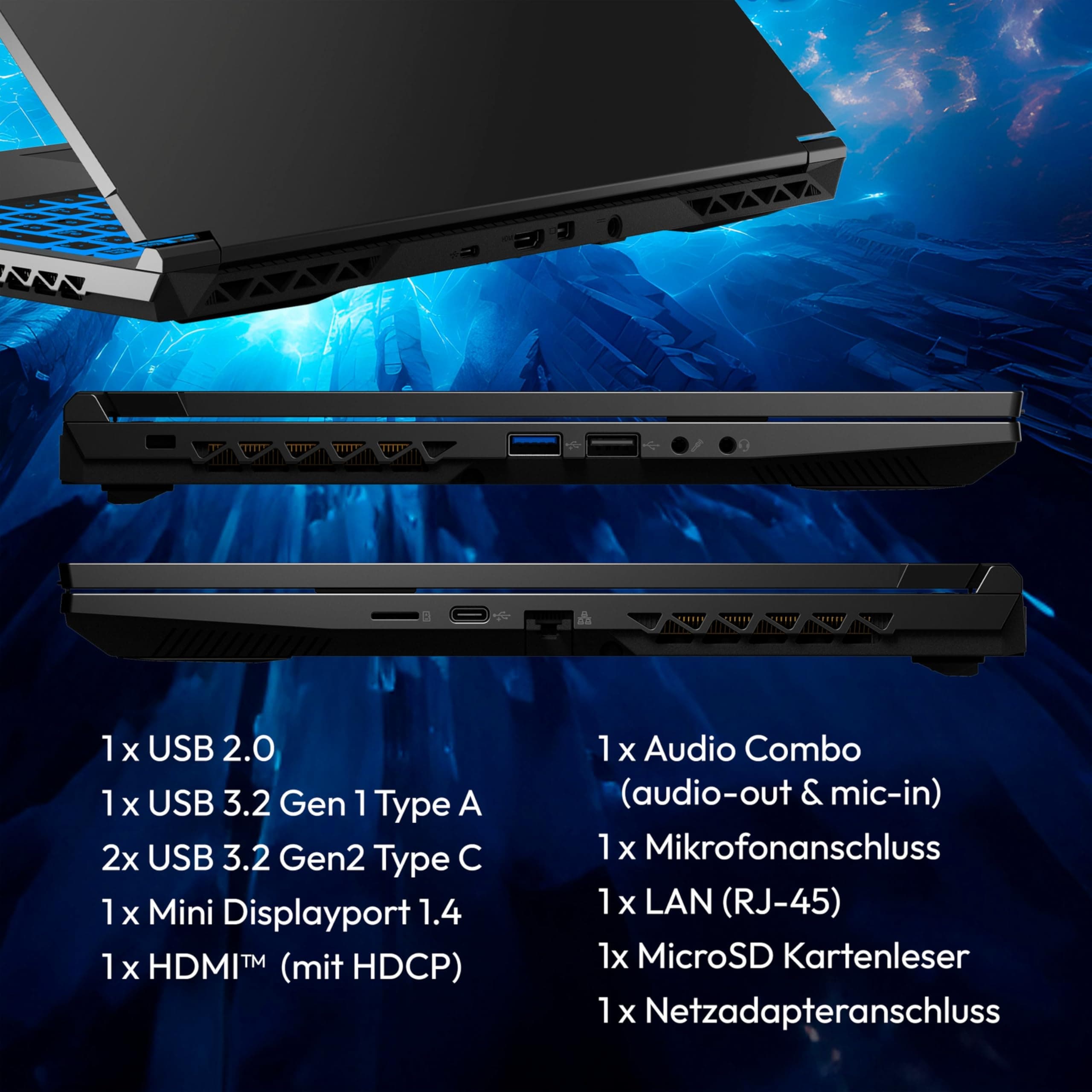 ERAZER Crawler E30e 39,6 cm (15,6 Zoll) Full HD Gaming Laptop (Intel Core i5-12450H, 8GB DDR4 RAM, 512GB PCIe SSD, GeForce RTX 2050 4GB GDDR6 VRAM, ohne OS) Core i5-12450H 8.0 GB 512 GB Nvidia Geforce RTX 2050 MD62767 Bild 4