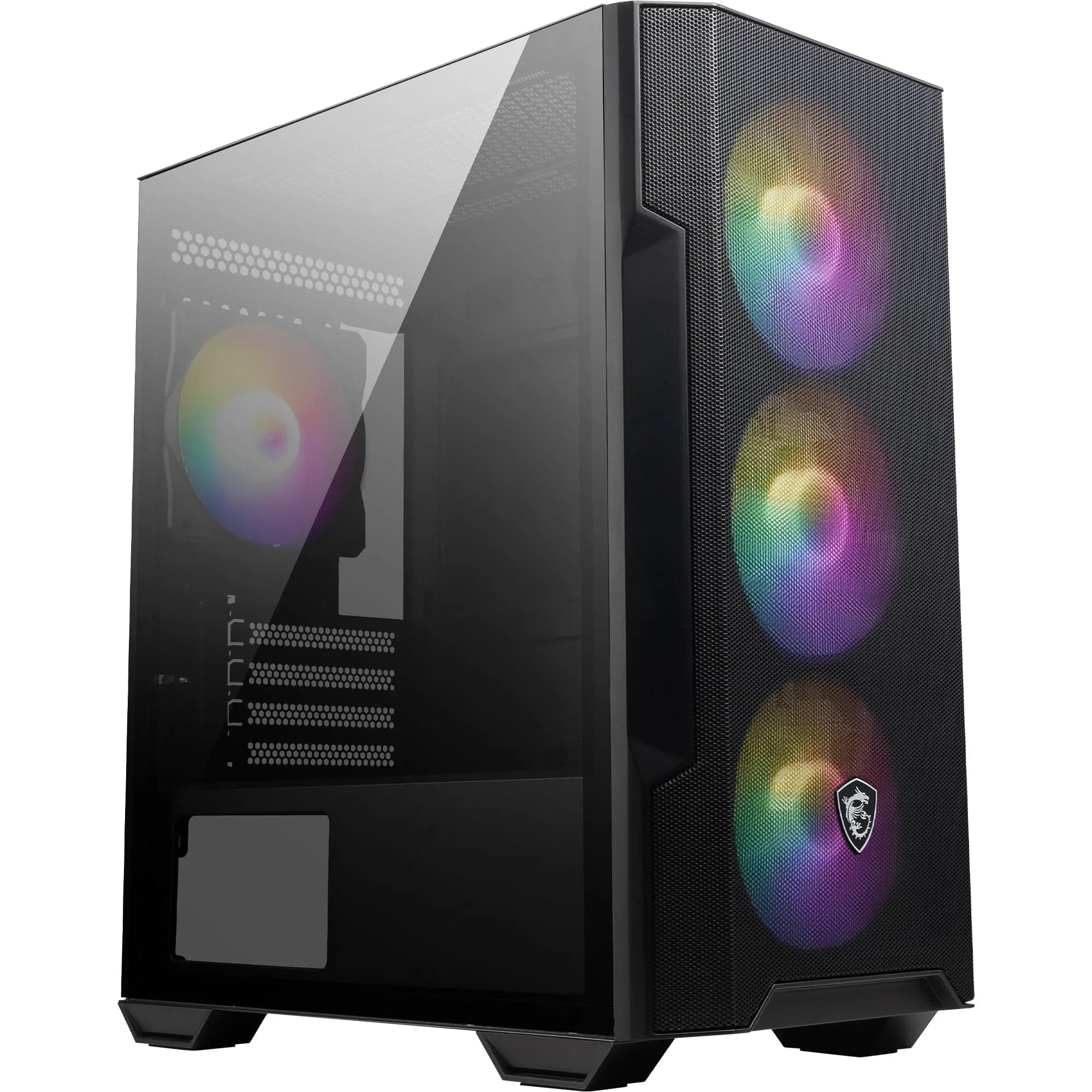 MSI MAG Forge M100R Mini-Tower PC-Gehäuse, gehärtetes Glas, unterstützt Micro-ATX & Mini-ITX, Mesh-Front, 4X 120mm ARGB Lüfter mit Hub Controller, Magnetischer Staubfilter, USB 3.2 Gen 1 Typ-A Bild 2