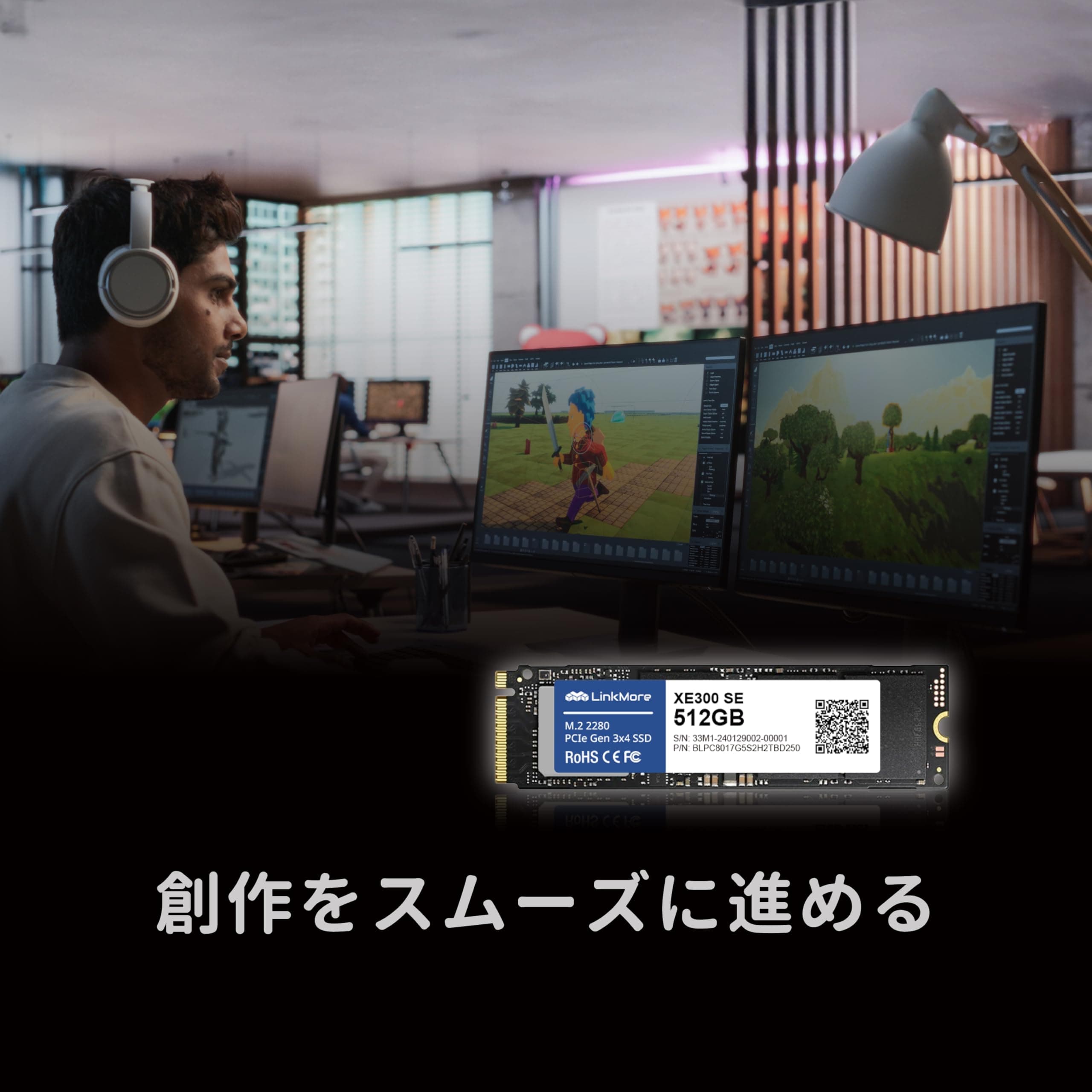 LinkMore XE300 SE 512 GB PCIe Gen3x4 NVMe M.2 2280 Internes Solid State Drive, Lesen bis zu 2100 MB/s, Schreiben bis zu 1600 MB/s, für Latop und PC 512GB Gen 3X4 (XE300SE) Bild 3