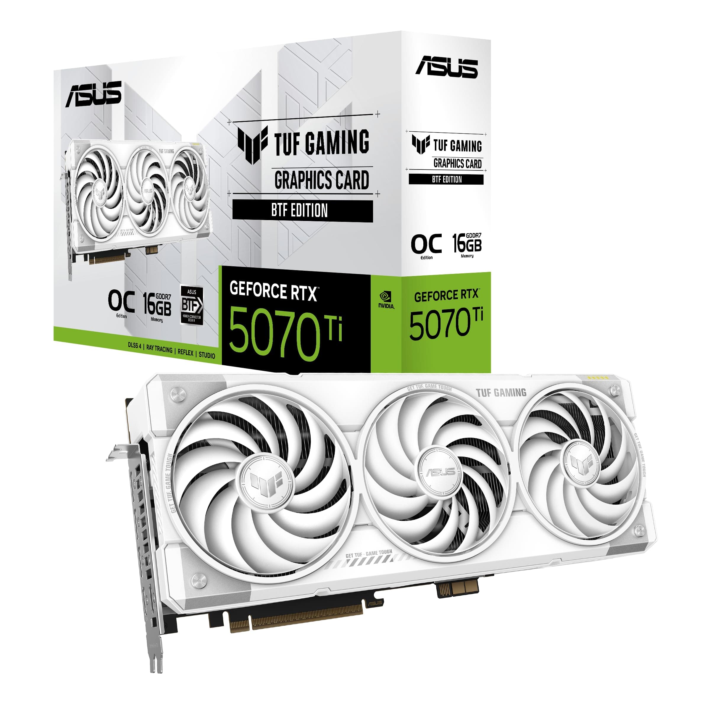 ASUS TUF Gaming GeForce RTX 5070 Ti 16GB GDDR7 BTF White OC Edition Grafikkarte (NVIDIA DLSS 4, 3,125-Slot, PCIe 5.0, 3X DisplayPort 2.1b, 2X HDMI 2.1b, GC-HPWR, Weiß, TUF-RTX5070TI-O16G-BTF-WHITE) Bild 2