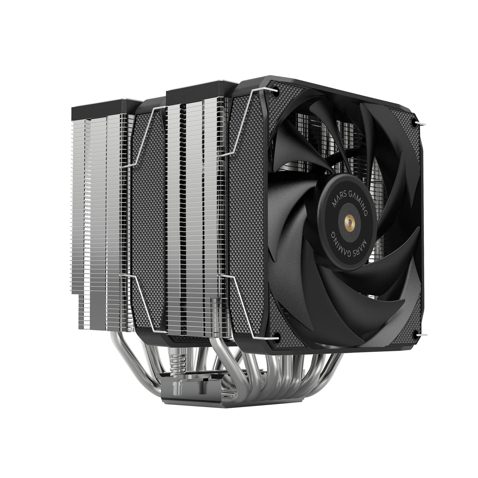 Mars Gaming MCPU-XU9, CPU-Kühler Doppelturm, TDP 400W, 2x Hybridflügel-Lüfter und Hyperbalanciertes Kupfer-FDB-Lager, 9 Heatpipes mit BPH ULTRA Technologie, Universeller Multisocket, Schwarz MCPUXU9