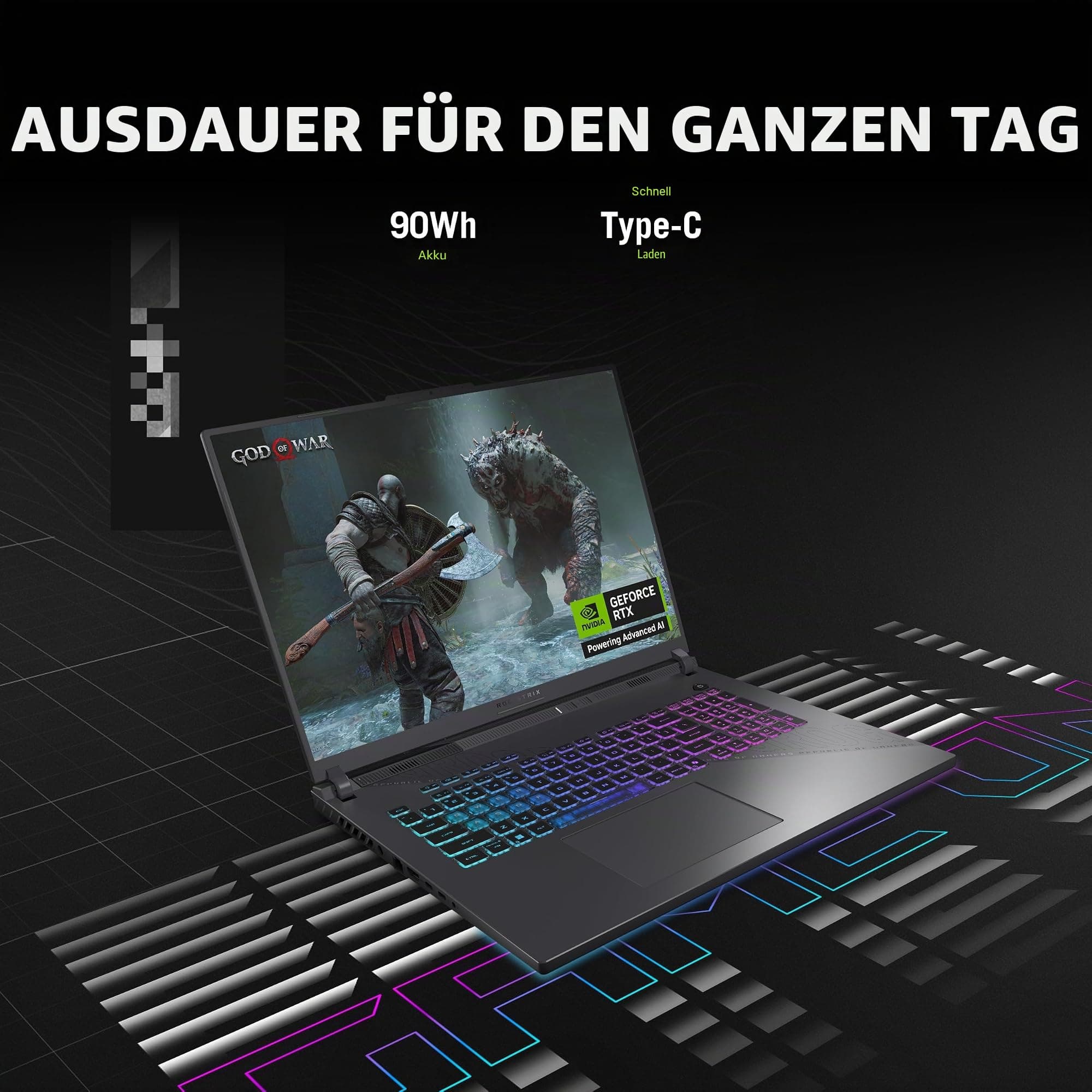 ASUS ROG Strix G18 (2025) Gaming Laptop, 18 Zoll ROG Nebula Display 16:10 2.5K 240Hz/3ms, NVIDIA GeForce RTX 5060, AMD Ryzen 9 7940HX Prozessor, 32GB DDR5-5200MHz, 1TB PCIe Gen 4 SSD, Wi-Fi Bild 6