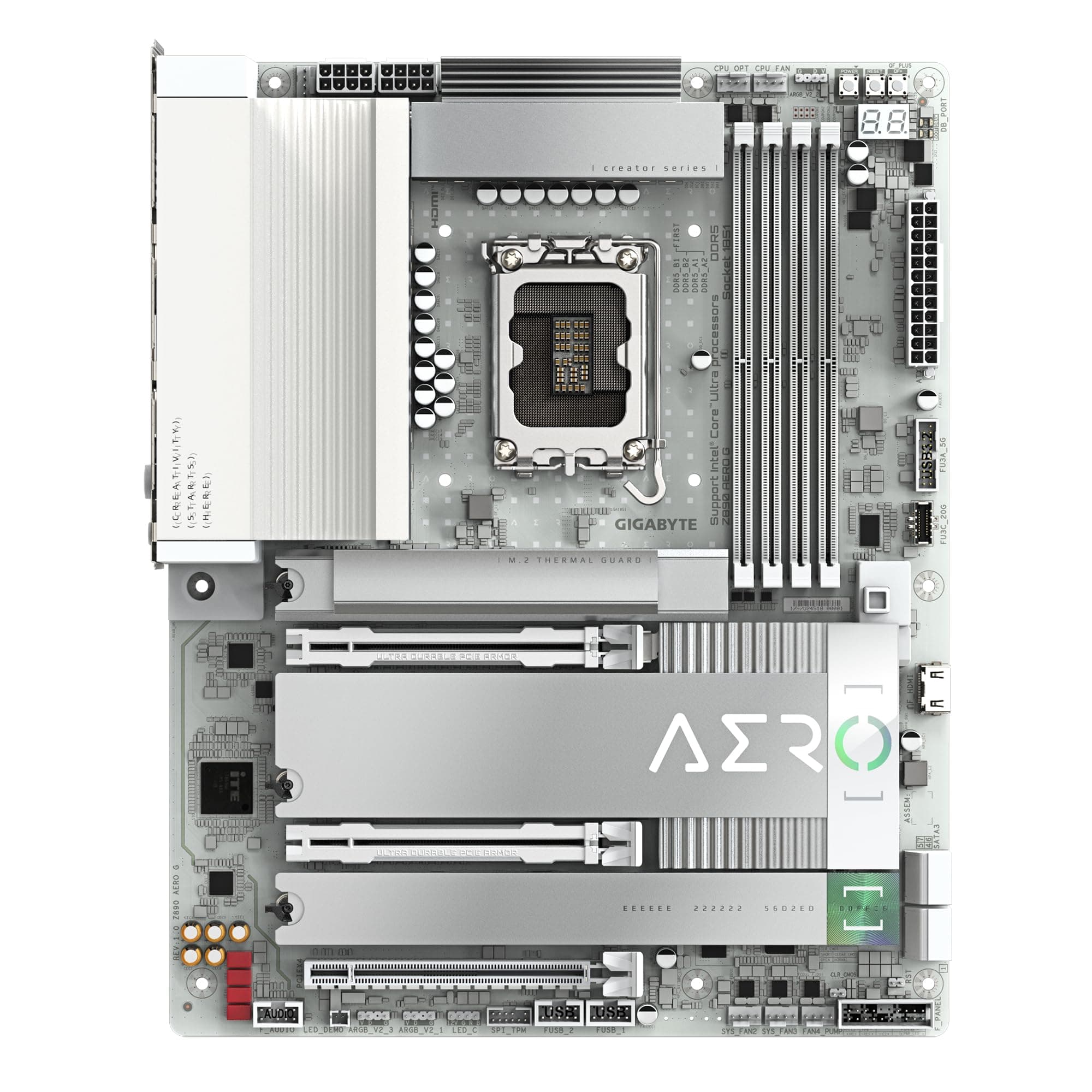 GIGABYTE Z890 AERO G Motherboard - Unterstützt Intel Core Ultra (Serie 2) CPUs, 16+1+2 Phasen VRM, bis zu 8800MHz DDR5 (OC), 1xPCIe 5.0 + 4xPCIe 4.0, Wi-Fi 7, 2.5GbE LAN, Thunderbolt 4 Bild 3