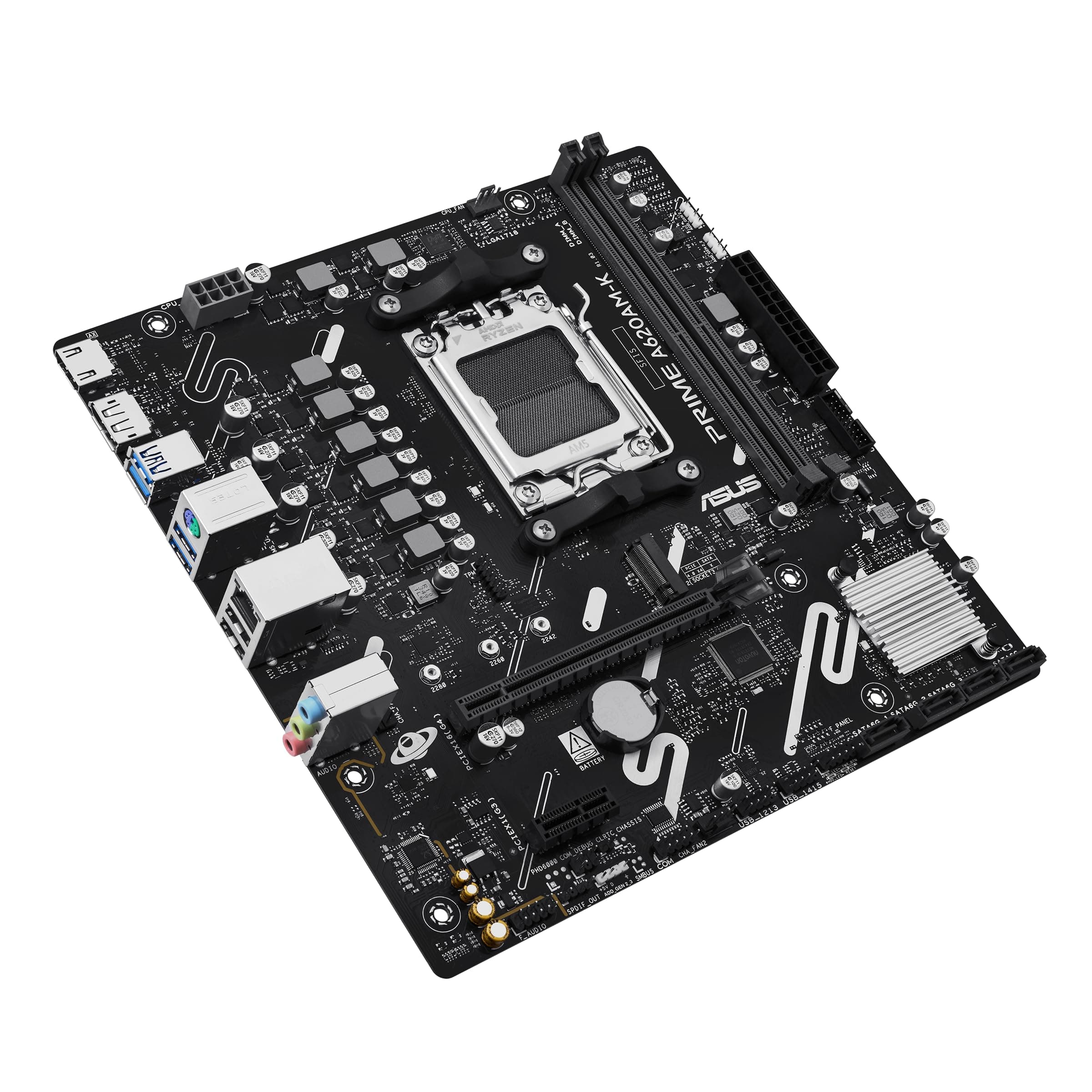 ASUS Prime A620AM-K mATX-Mainboard (DDR5, PCIe 4.0 x16 und PCIe 4.0 M.2-Unterstützung, Realtek 1-Gb-Ethernet, DisplayPort, HDMI™, USB 5 Gbit/s Typ A hinten und vorne, SATA 6 Gbit/s, Aura Sync) AM-K Prime A620 Bild 5
