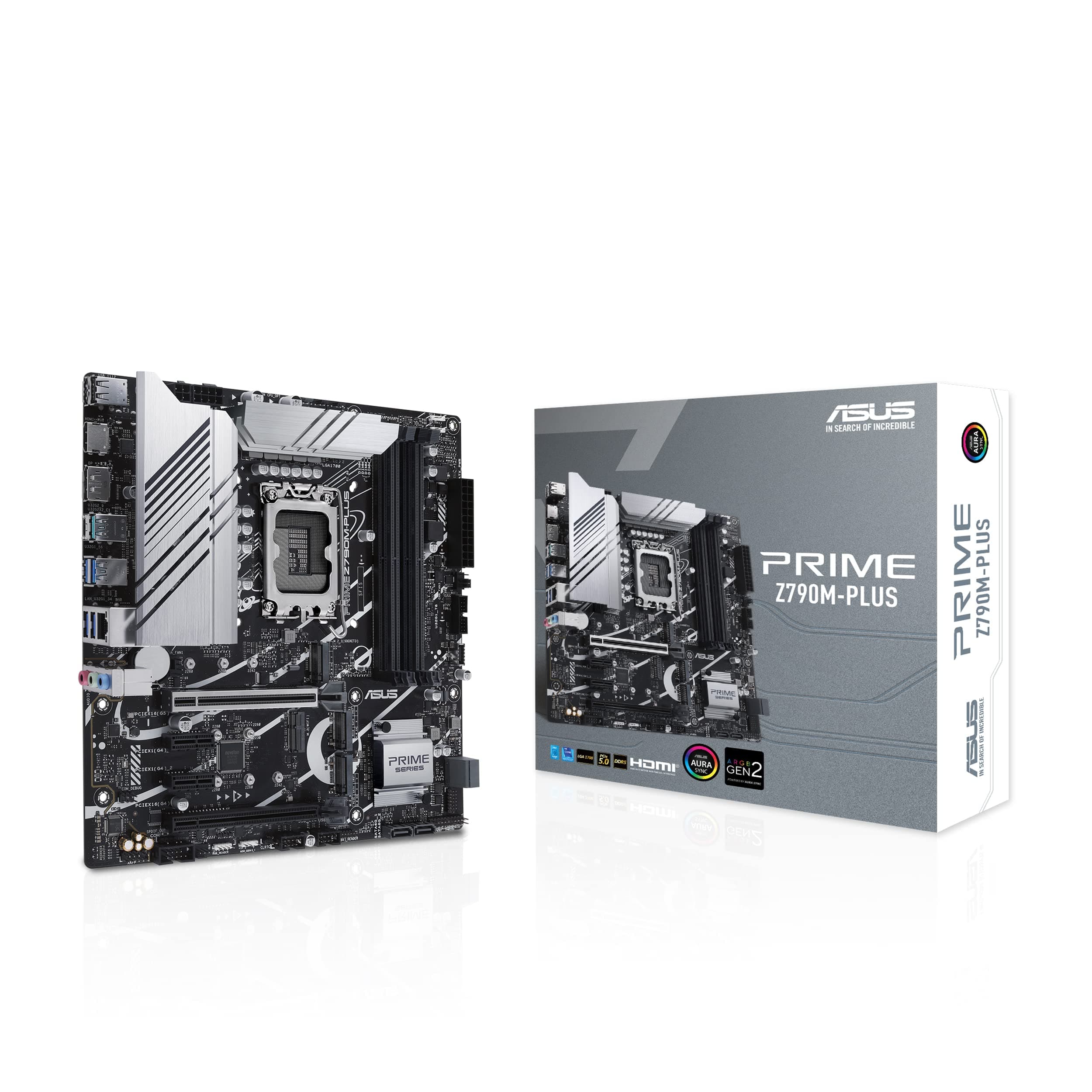 ASUS Prime Z790M-PLUS Gaming Mainboard (Intel LGA 1700 (mATX, PCIe 5.0, DDR5 Speicher, 3X M.2, Aura Sync) M-Plus Prime Z790