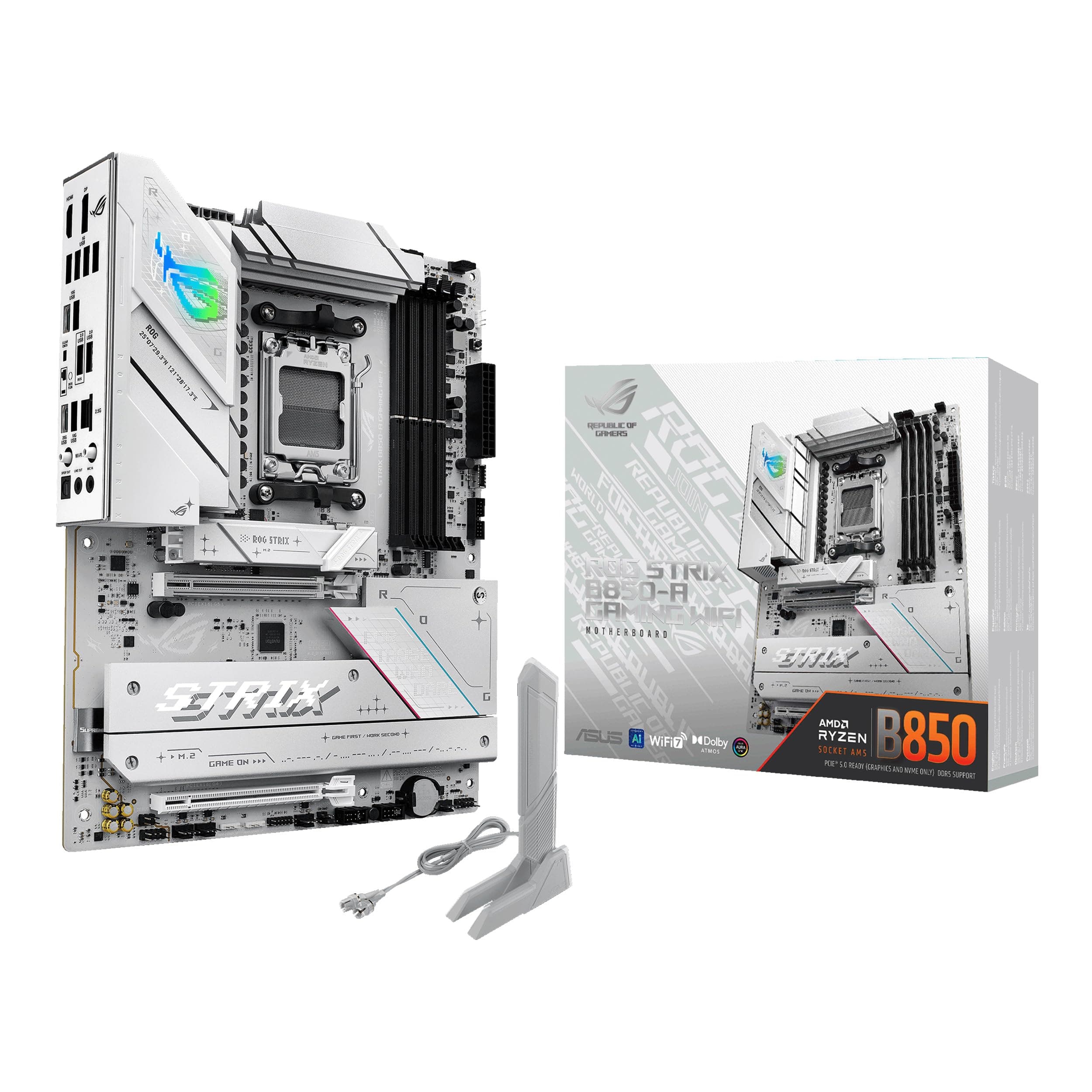 ASUS ROG Strix B850-A Gaming WiFi Mainboard Sockel AMD AM5 (AMD B850, ATX, DDR5 Speicher, PCIe 5.0, WiFi 7, 3X PCIe 4.0 M.2, Aura Sync) Bild 2