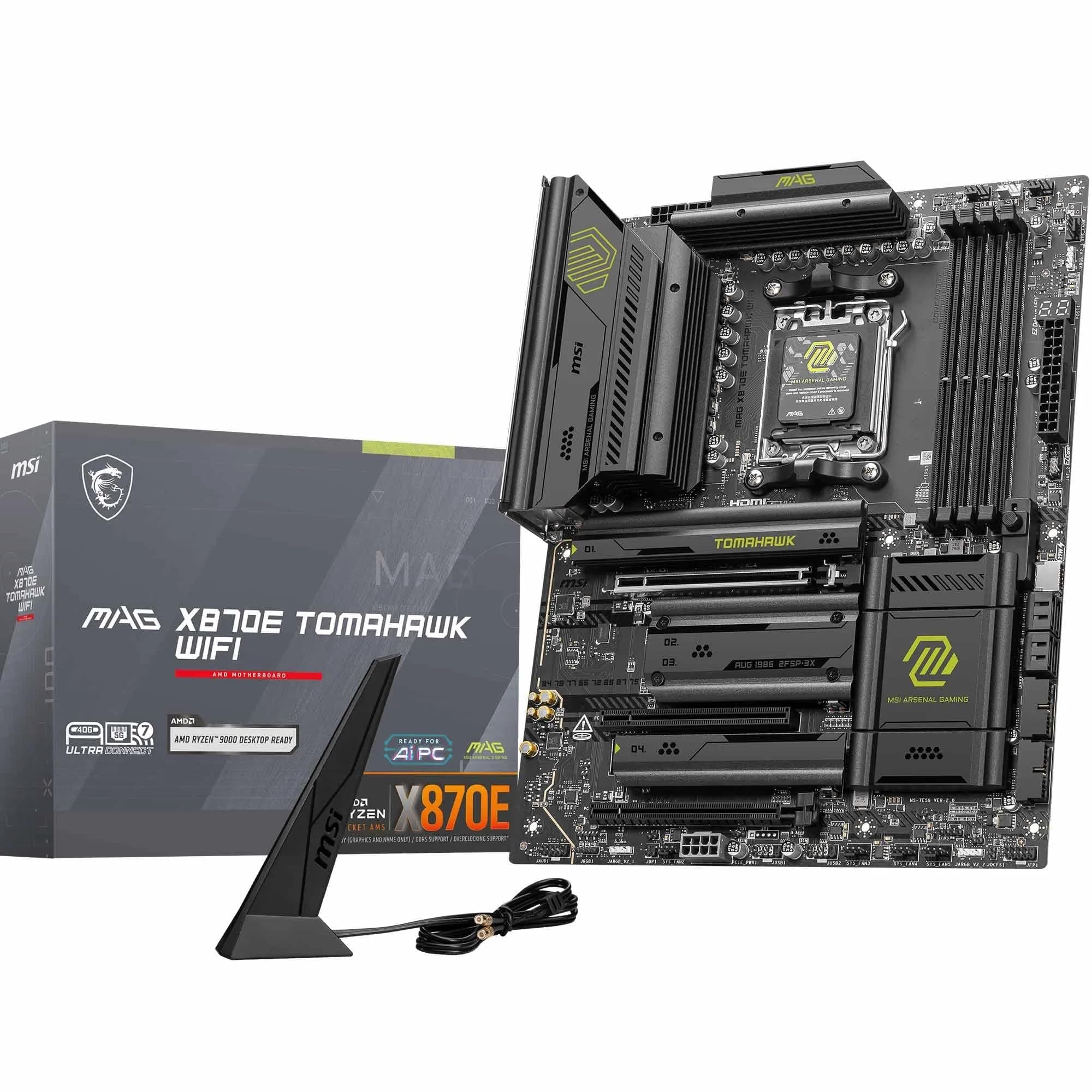 MSI MAG X870E Tomahawk WiFi Mainboard, ATX - Unterstützt AMD Ryzen 9000/8000 / 7000 Prozessoren, AM5-80A SPS VRM, DDR5 Memory Boost 8400+ MT/s (OC), PCIe 5.0 x16, M.2 Gen5, Wi-Fi 7, 5G LAN Bild 2